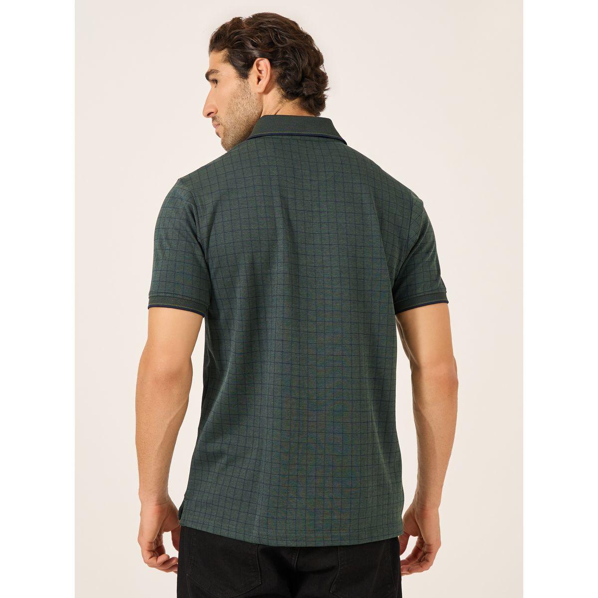 Fort Collins Men Green Checked Pocket Detail Polo T-Shirt-men-clothing-tshirtsandpolos-tshirts-image-4