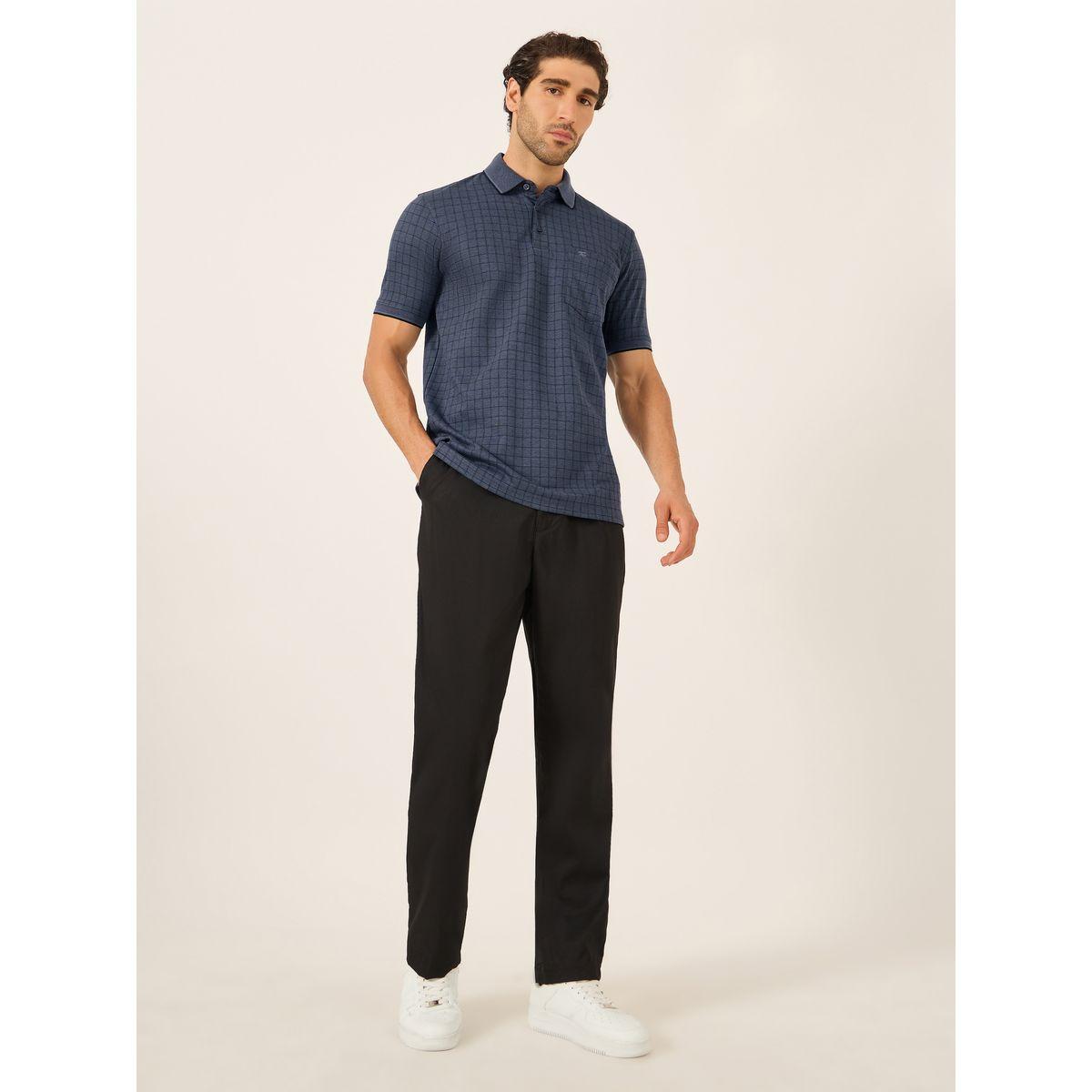 تيشيرت بياقة بولو وطبعة مربعات مع جيب-men-clothing-tshirtsandpolos-tshirts-image-2