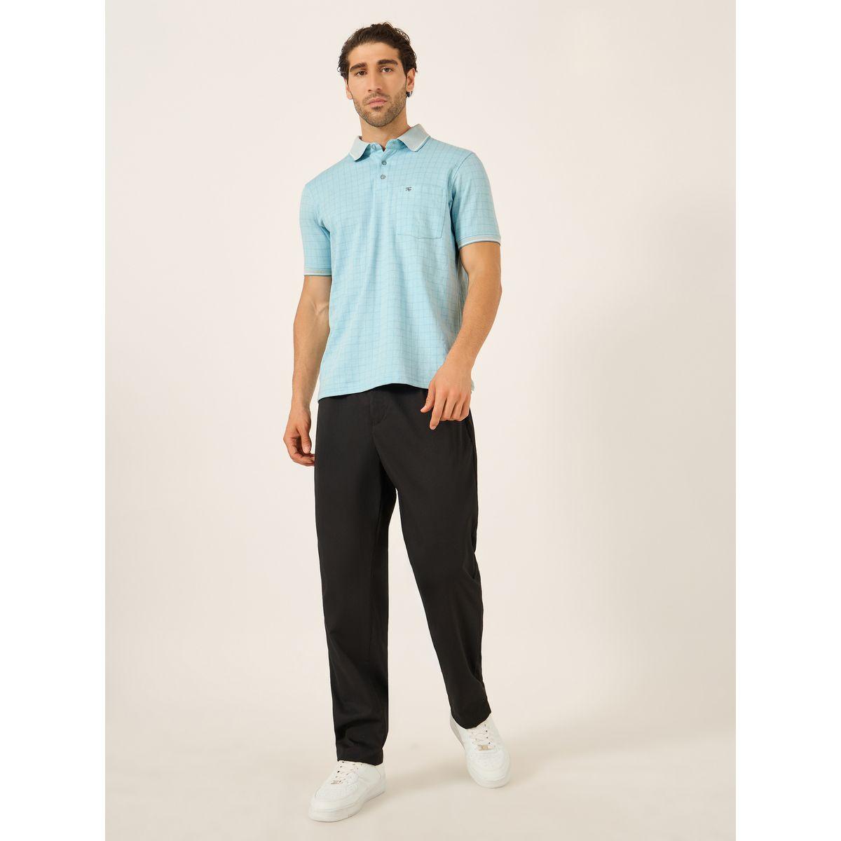 تيشيرت بياقة بولو وطبعة مربعات مع جيب-men-clothing-tshirtsandpolos-tshirts-image-2