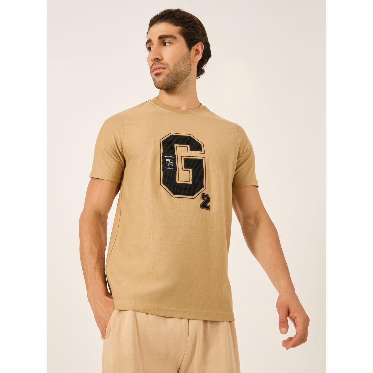 Fort Collins Men Brown Applique Detail Short Sleeves T-Shirt-men-clothing-tshirtsandpolos-tshirts-image-1