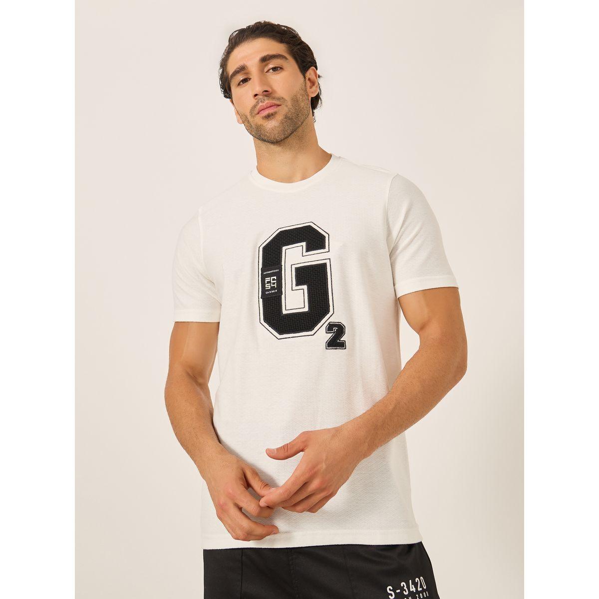 Fort Collins Men White Applique Detail Short Sleeves T-Shirt-men-clothing-tshirtsandpolos-tshirts-image-1