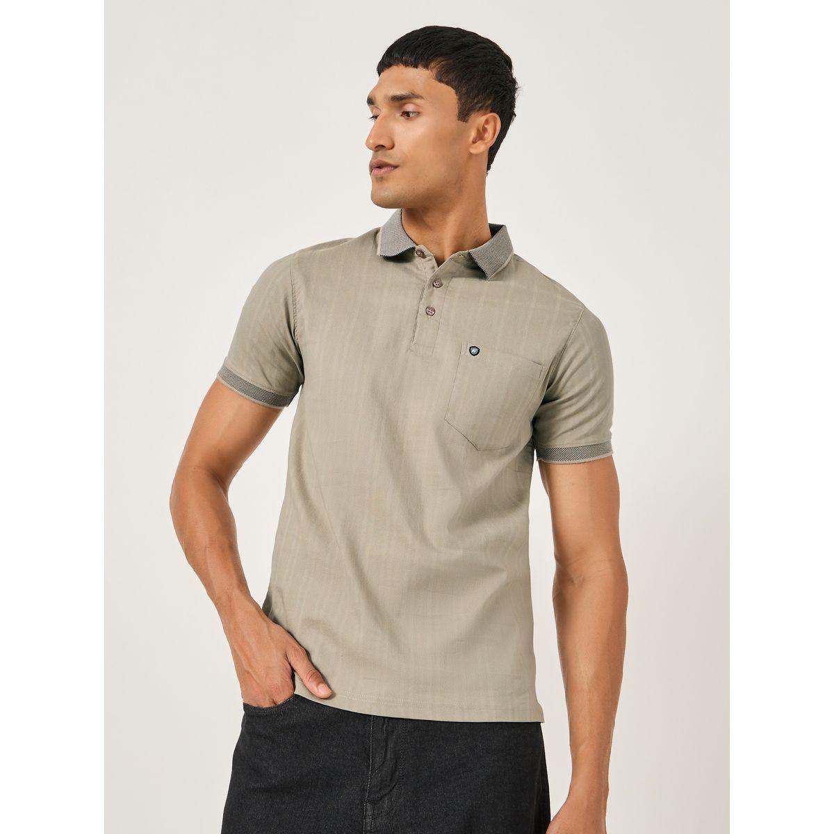 Fort Collins Men Brown Striped Pocket Detail Regular Fit Polo T-Shirt-men-clothing-tshirtsandpolos-tshirts-image-1