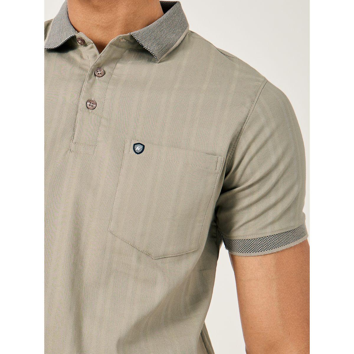 Fort Collins Men Brown Striped Pocket Detail Regular Fit Polo T-Shirt-men-clothing-tshirtsandpolos-tshirts-image-3