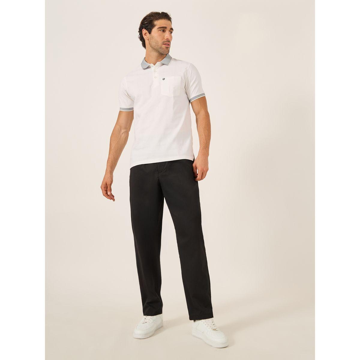 Fort Collins Men White Contrast Trim Short Sleeve Polo T-Shirt with Pocket-men-clothing-tshirtsandpolos-tshirts-image-2
