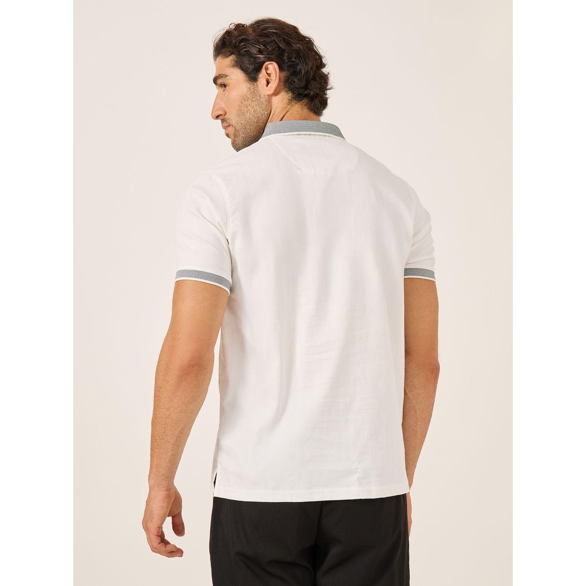 Fort Collins Men White Contrast Trim Short Sleeve Polo T-Shirt with Pocket-men-clothing-tshirtsandpolos-tshirts-image-4