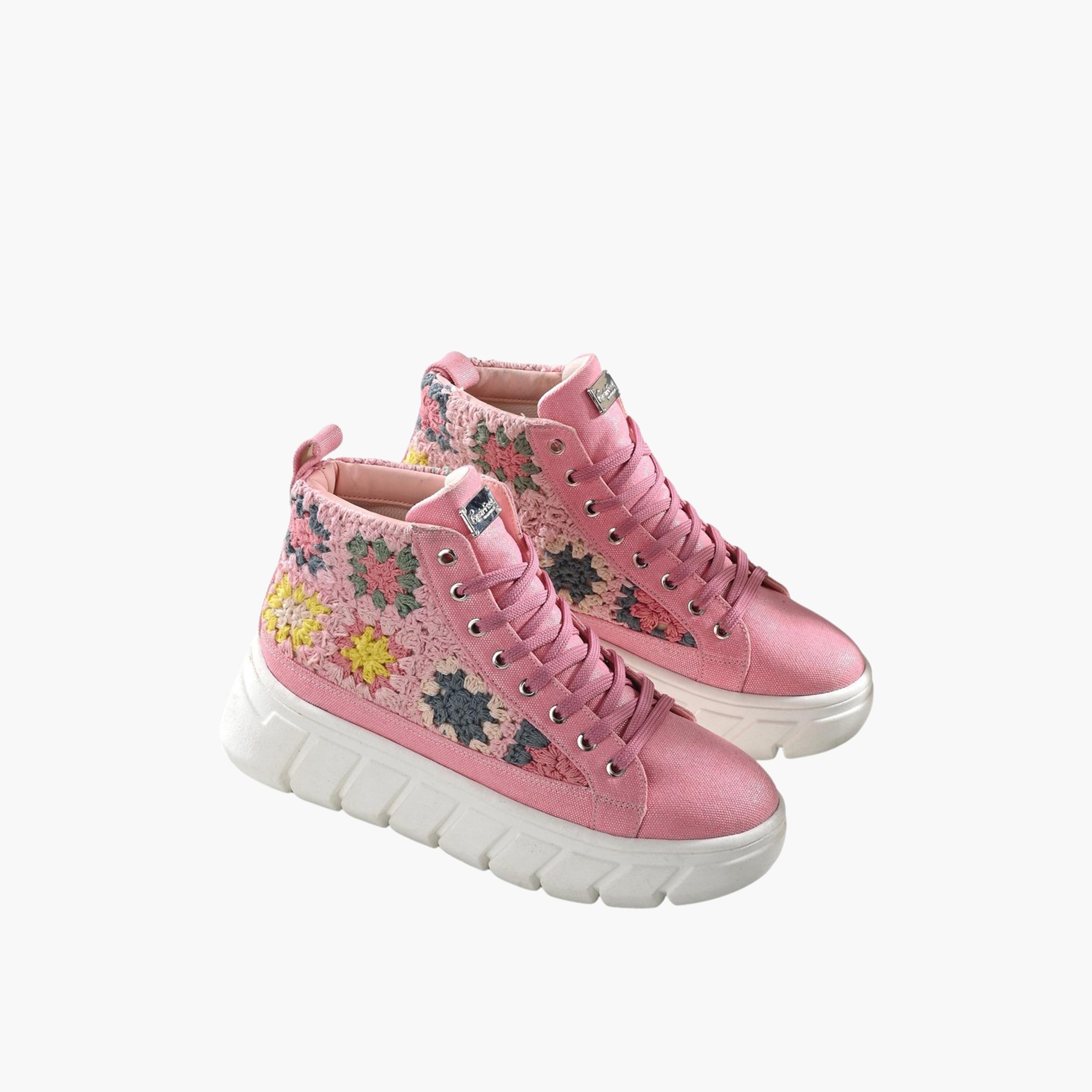 فريش فيت × ستايلي - حذاء رياضي كروشيه مرتفع الياقة برباط-women-shoes-sneakers-image-1