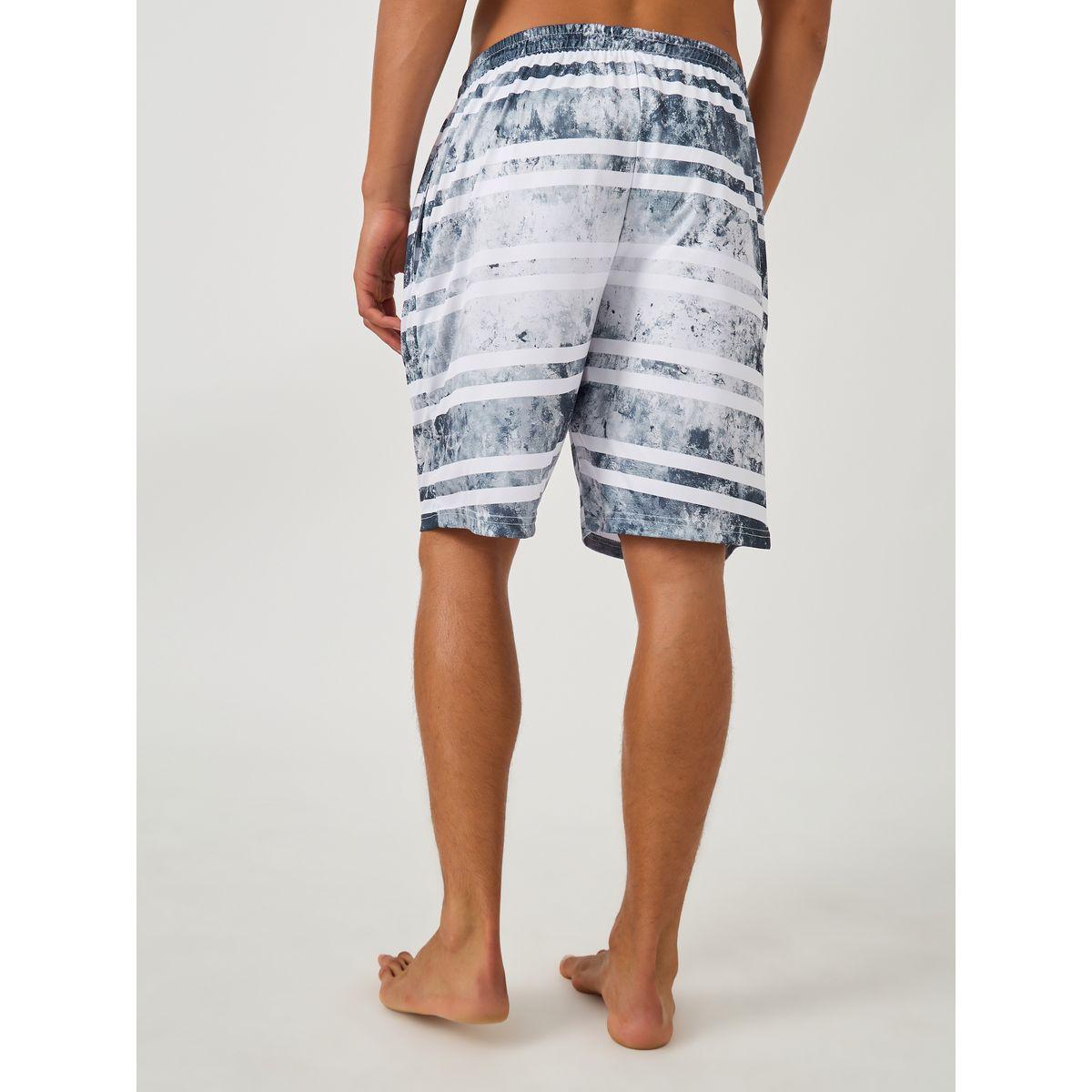 شورت سباحة مخطط بقصة عادية ورباط خصر-men-clothing-bottoms-shorts-image-1