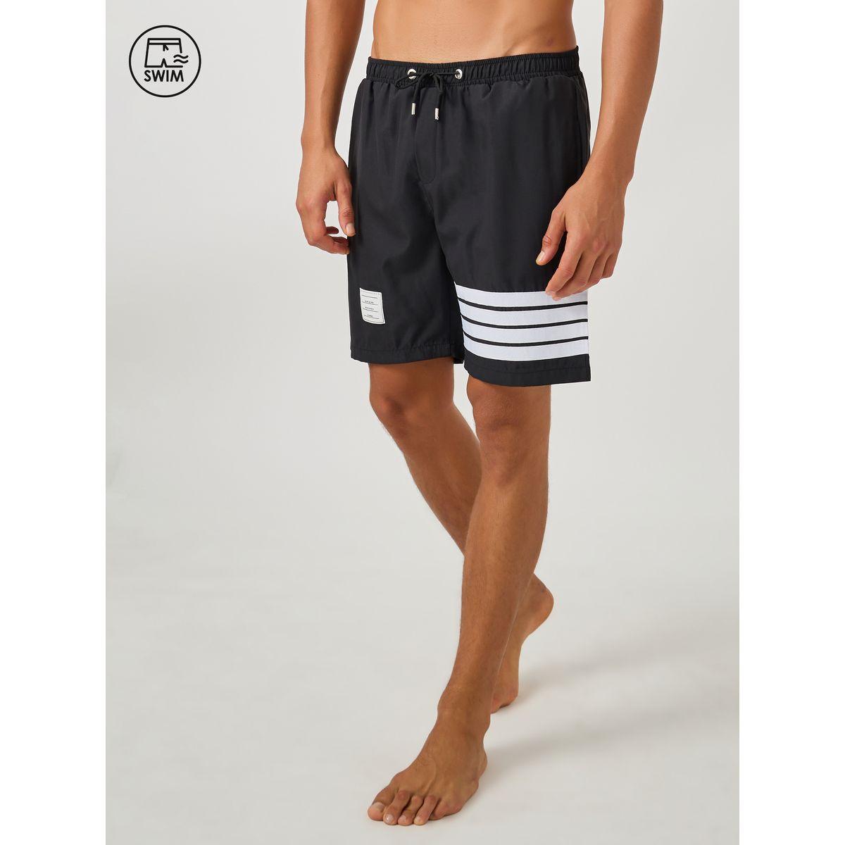 شورت سباحة مخطط بقصة عادية وشارة-men-clothing-bottoms-shorts-image-1