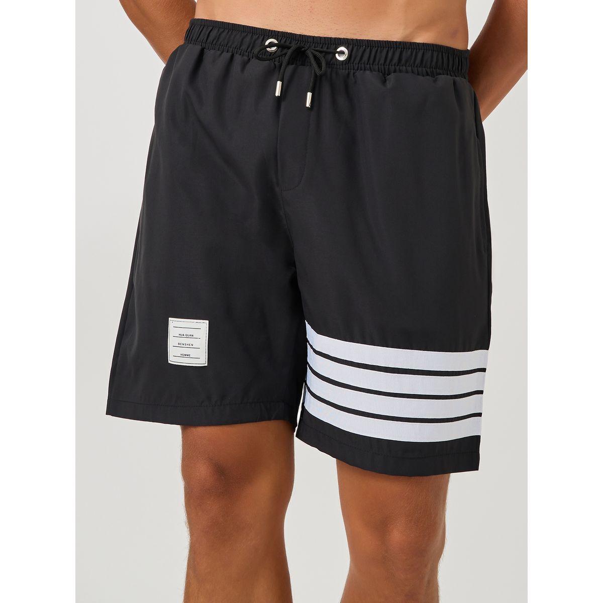 شورت سباحة مخطط بقصة عادية وشارة-men-clothing-bottoms-shorts-image-3