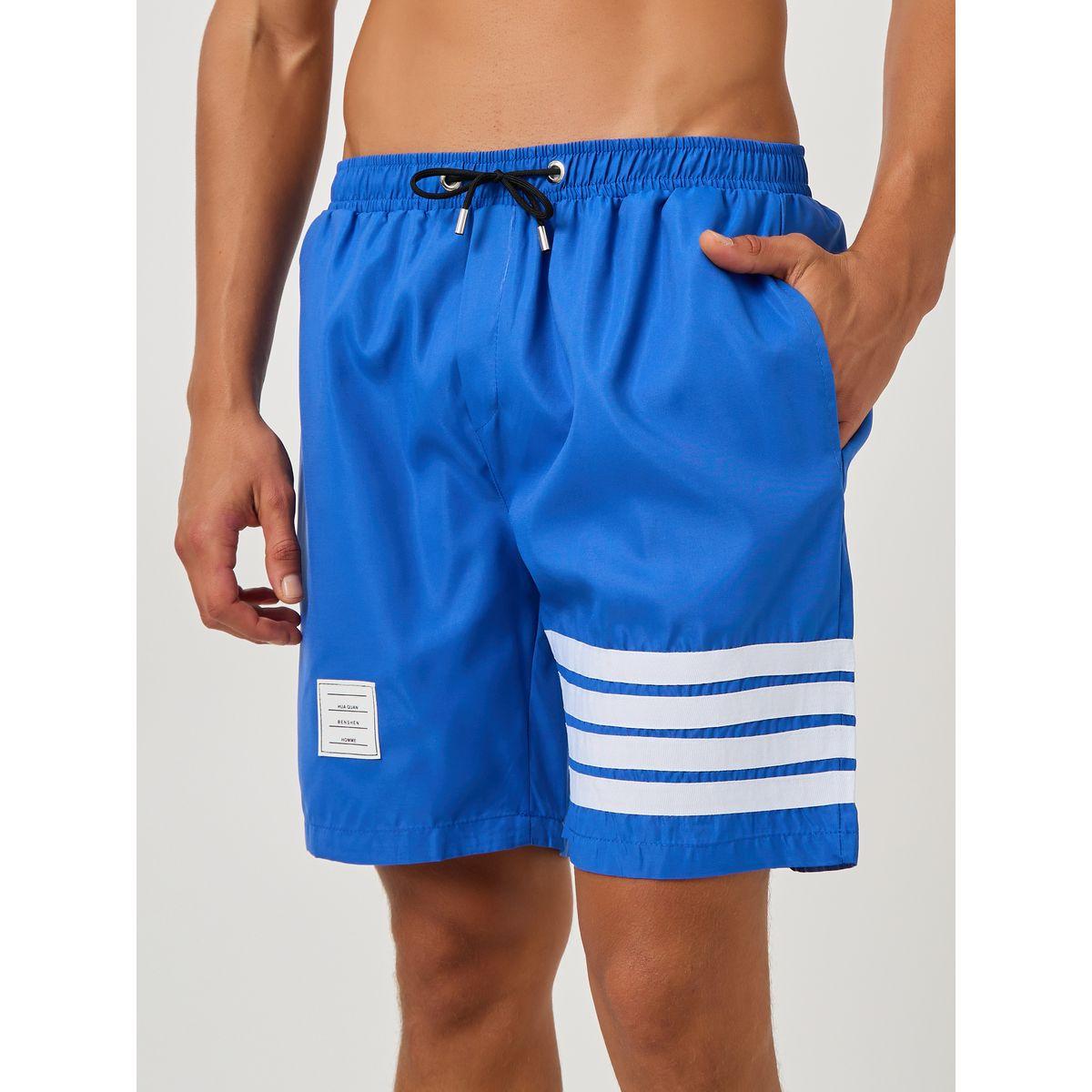شورت سباحة مخطط بقصة عادية وشارة-men-clothing-bottoms-shorts-image-3