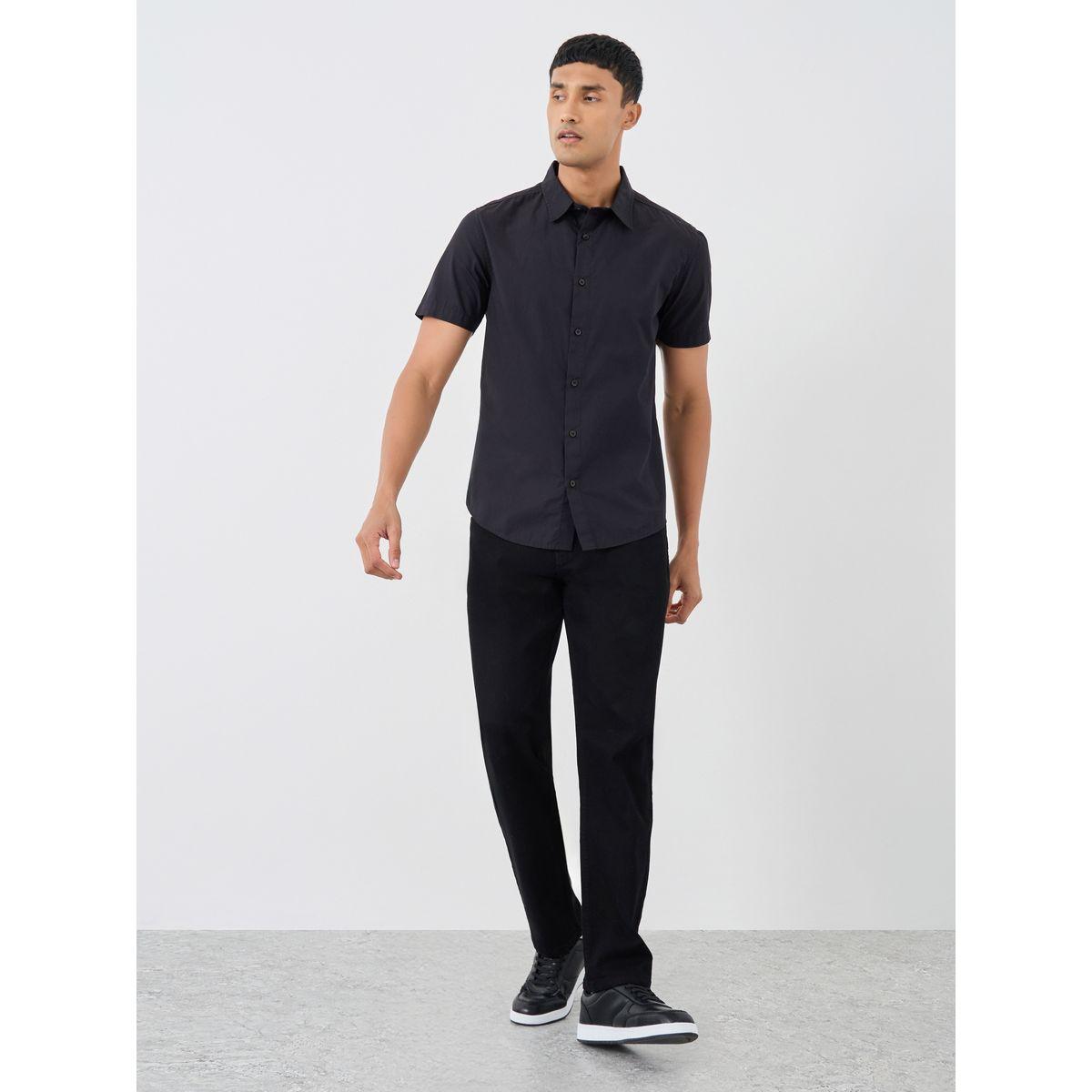 Styli Solid Woven Regular Fit Short Sleeve Shirt-men-clothing-shirts-image-2