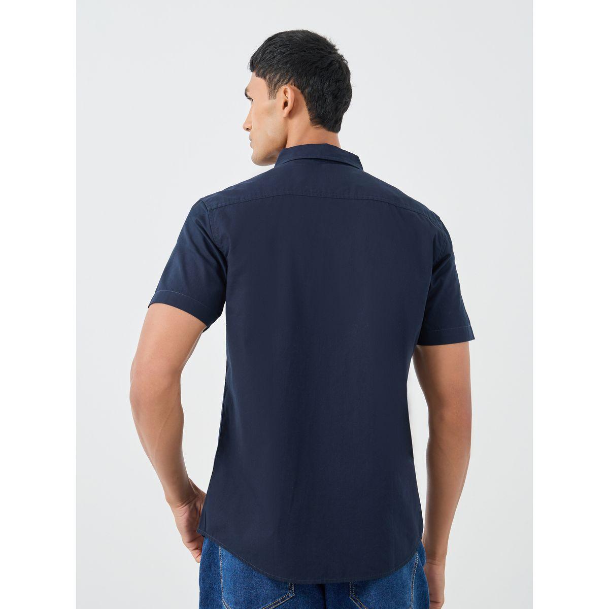 Styli Solid Poplin Woven Regular Fit Short Sleeve Shirt-men-clothing-shirts-image-4