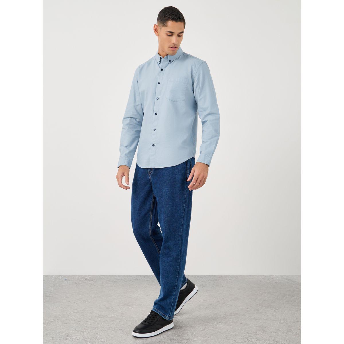 Styli Button Down Collar Regular Fit Oxford Shirt-men-clothing-shirts-image-2