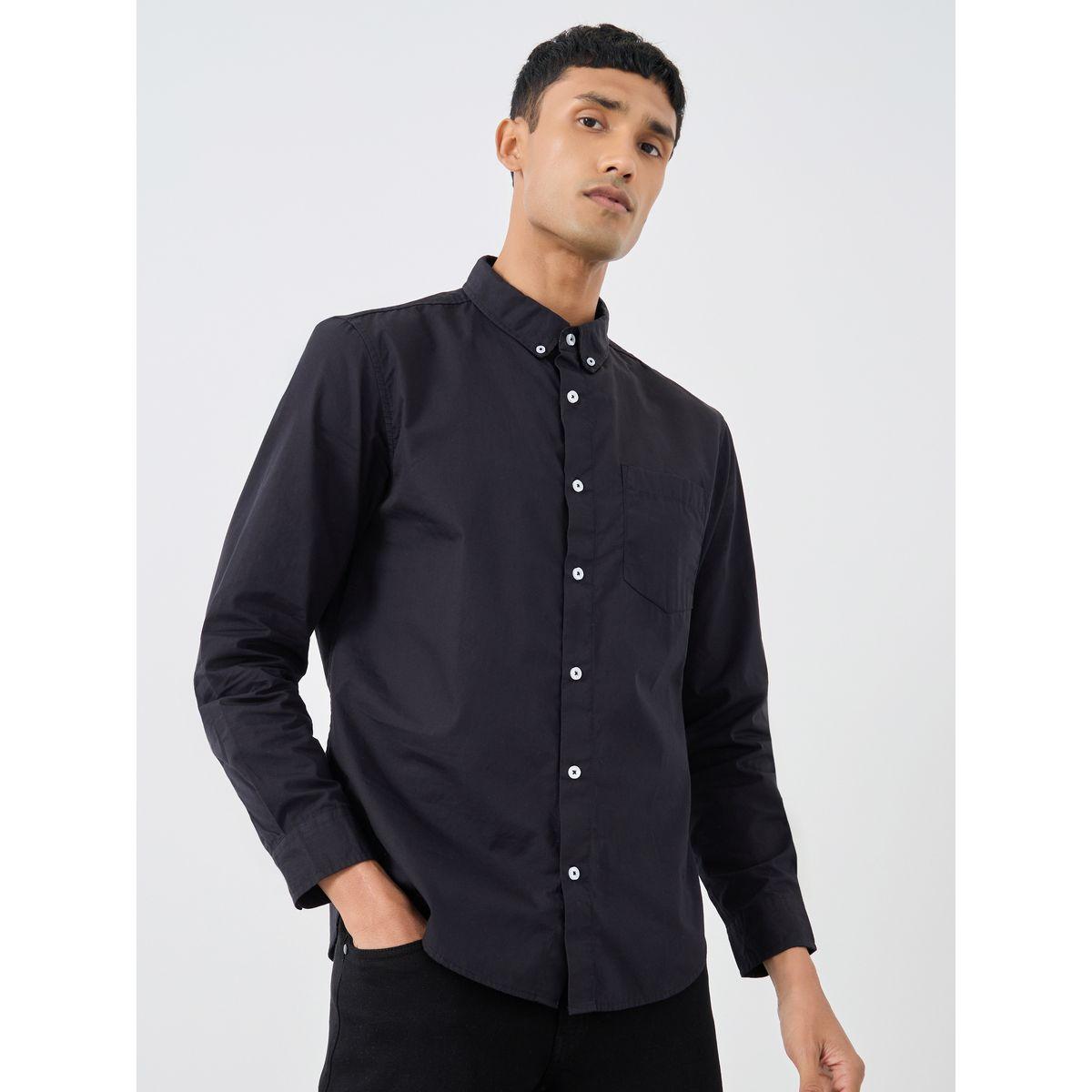 Styli Solid Button Down Regular Fit Poplin Shirt-men-clothing-shirts-image-1