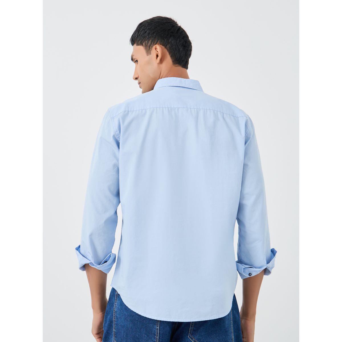قميص سادة بوبلين بقصة عادية وأزرار-men-clothing-shirts-image-4