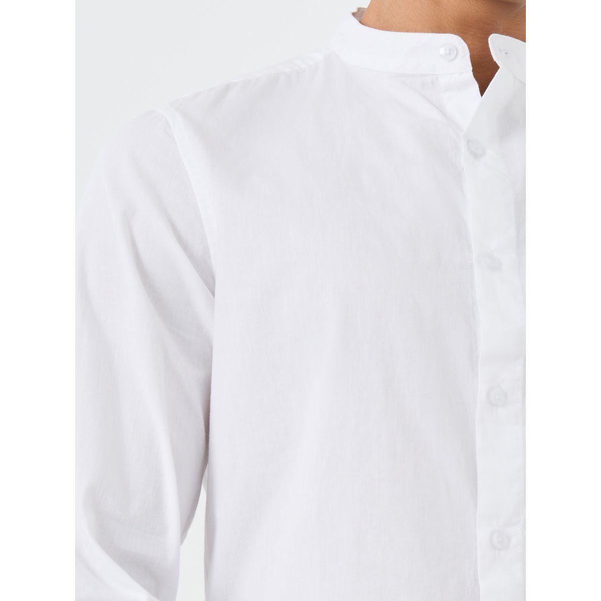 Styli Solid Mandarin Collar Regular Fit Poplin Shirt-men-clothing-shirts-image-3