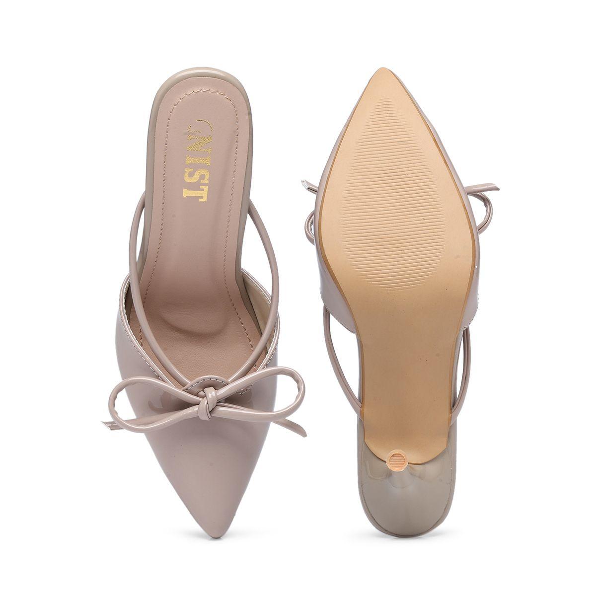GNIST Plain Pointed Toe Stiletto Heel Mules with Bow Detail-women-shoes-heels-image-7