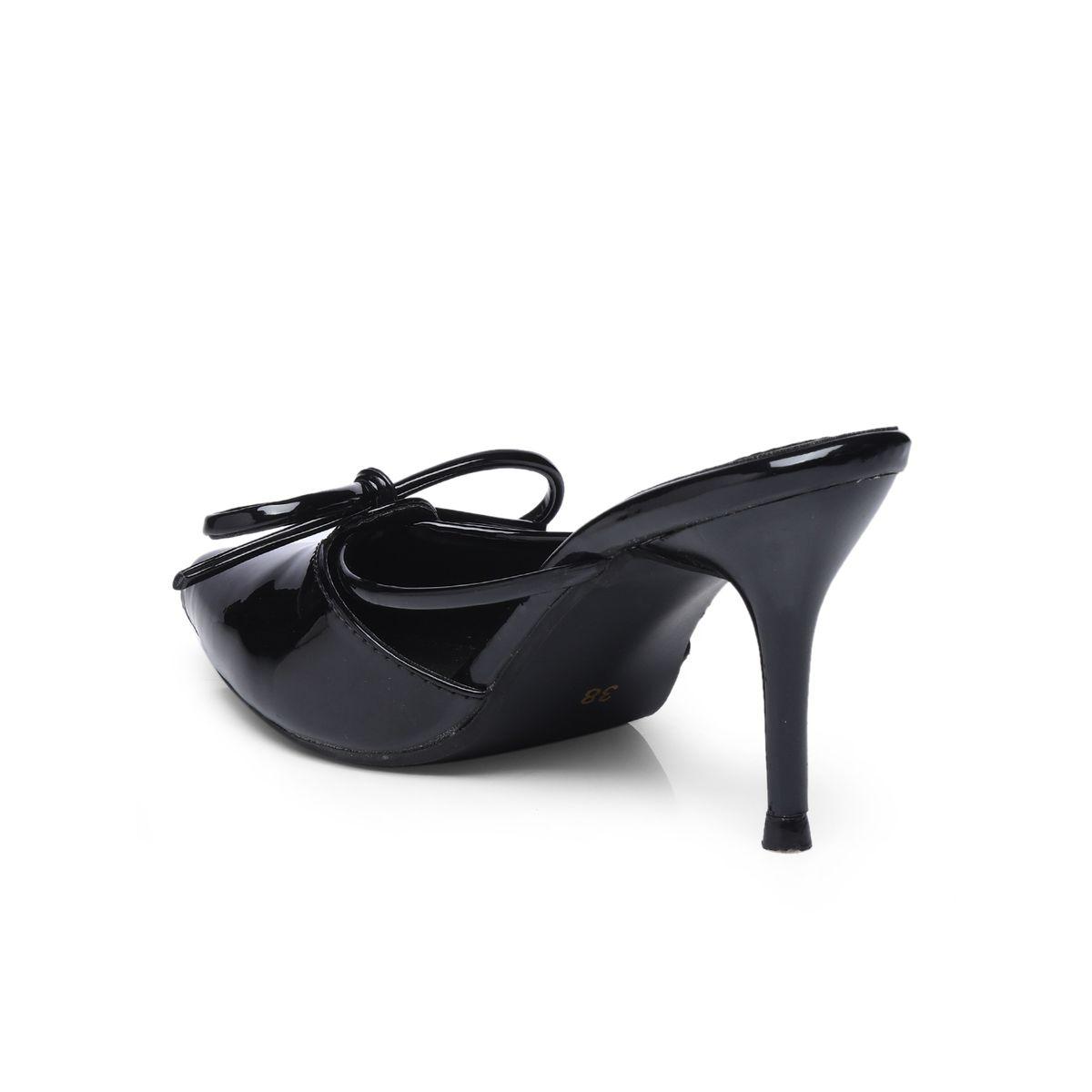 GNIST Plain Pointed Toe Stiletto Heel Mules with Bow Detail-women-shoes-heels-image-6