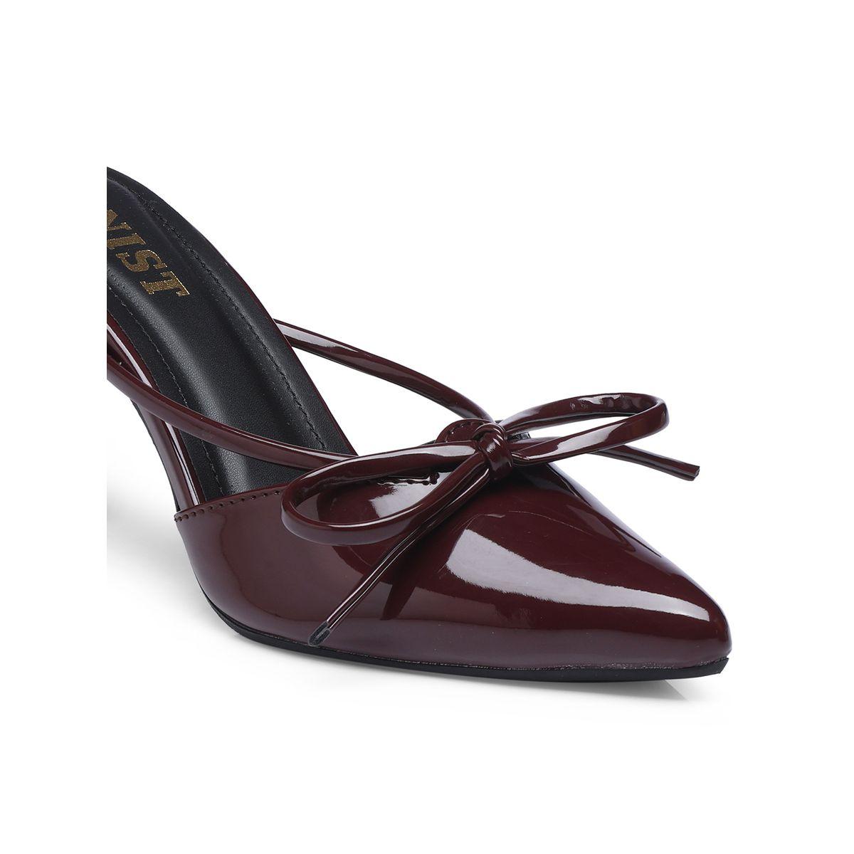 GNIST Plain Pointed Toe Stiletto Heel Mules with Bow Detail-women-shoes-heels-image-3