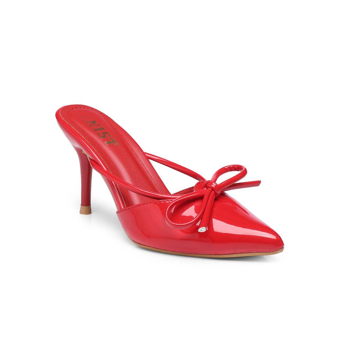 GNIST Plain Pointed Toe Stiletto Heel Mules with Bow Detail-women-shoes-heels-image-2