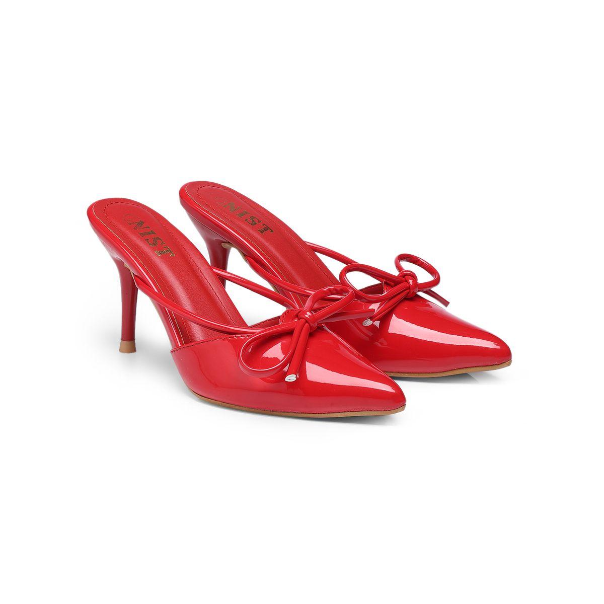 GNIST Plain Pointed Toe Stiletto Heel Mules with Bow Detail-women-shoes-heels-image-4