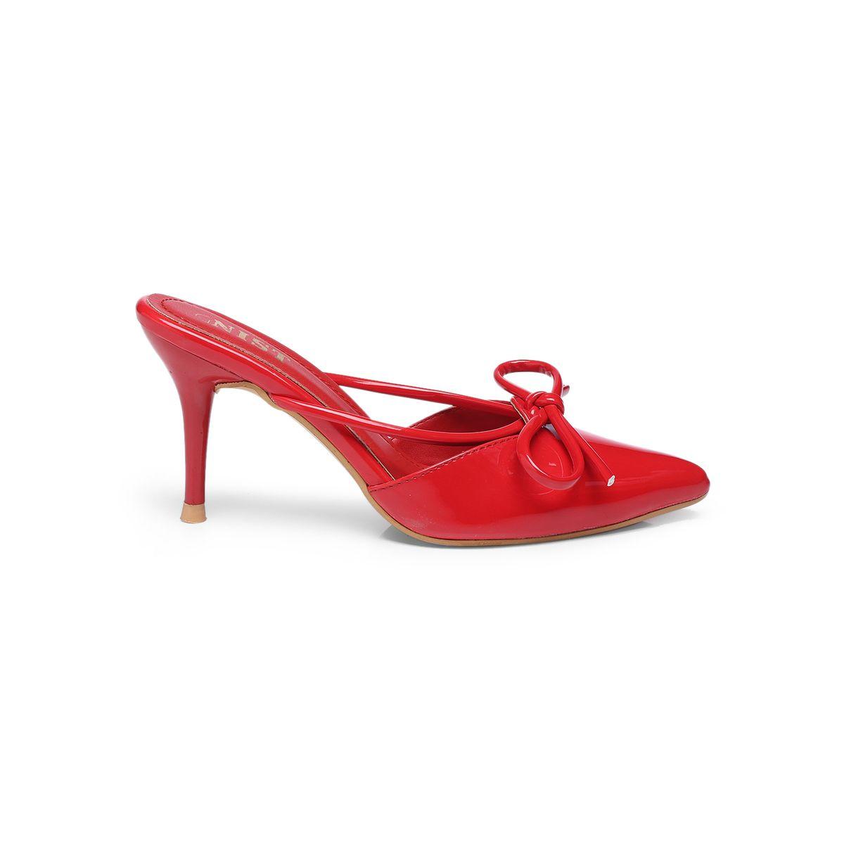 GNIST Plain Pointed Toe Stiletto Heel Mules with Bow Detail-women-shoes-heels-image-5
