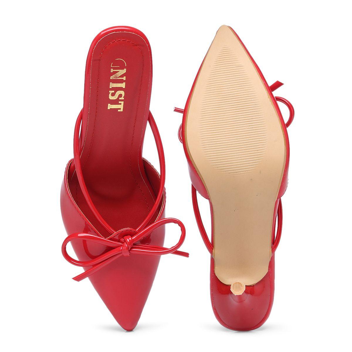 GNIST Plain Pointed Toe Stiletto Heel Mules with Bow Detail-women-shoes-heels-image-7