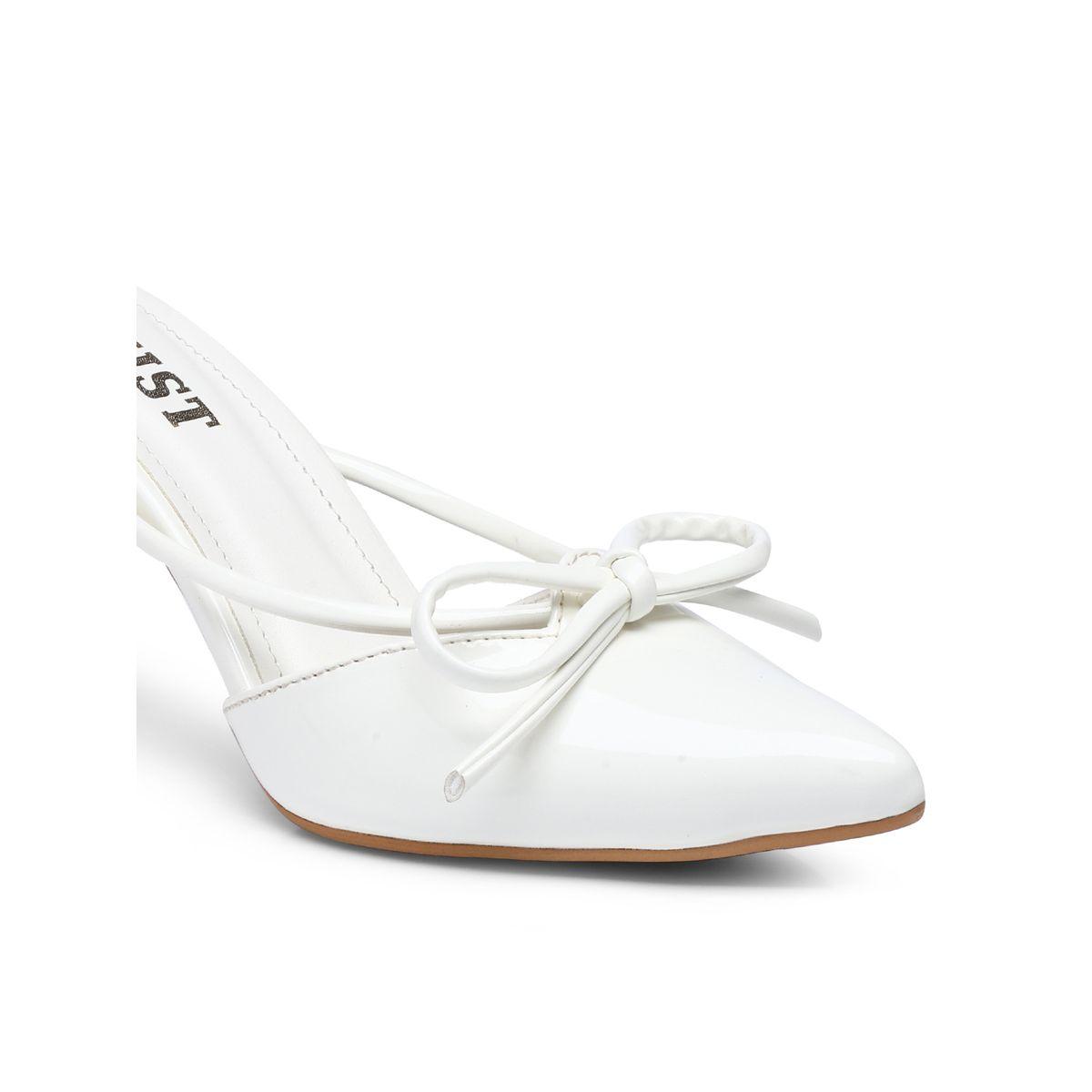 GNIST Plain Pointed Toe Stiletto Heel Mules with Bow Detail-women-shoes-heels-image-3