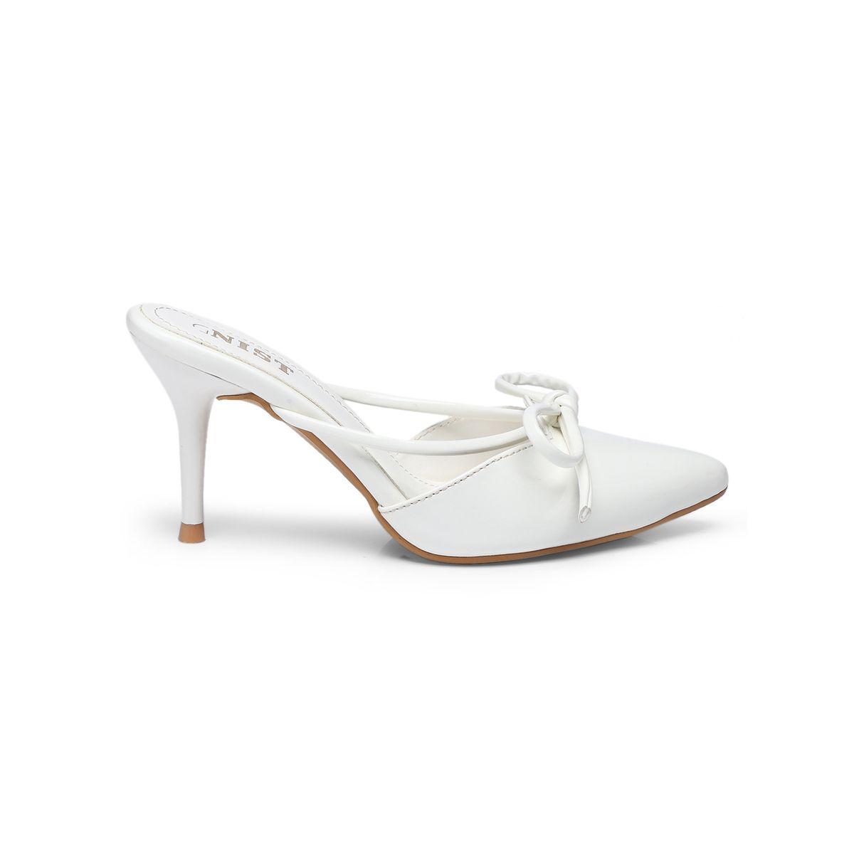 GNIST Plain Pointed Toe Stiletto Heel Mules with Bow Detail-women-shoes-heels-image-5