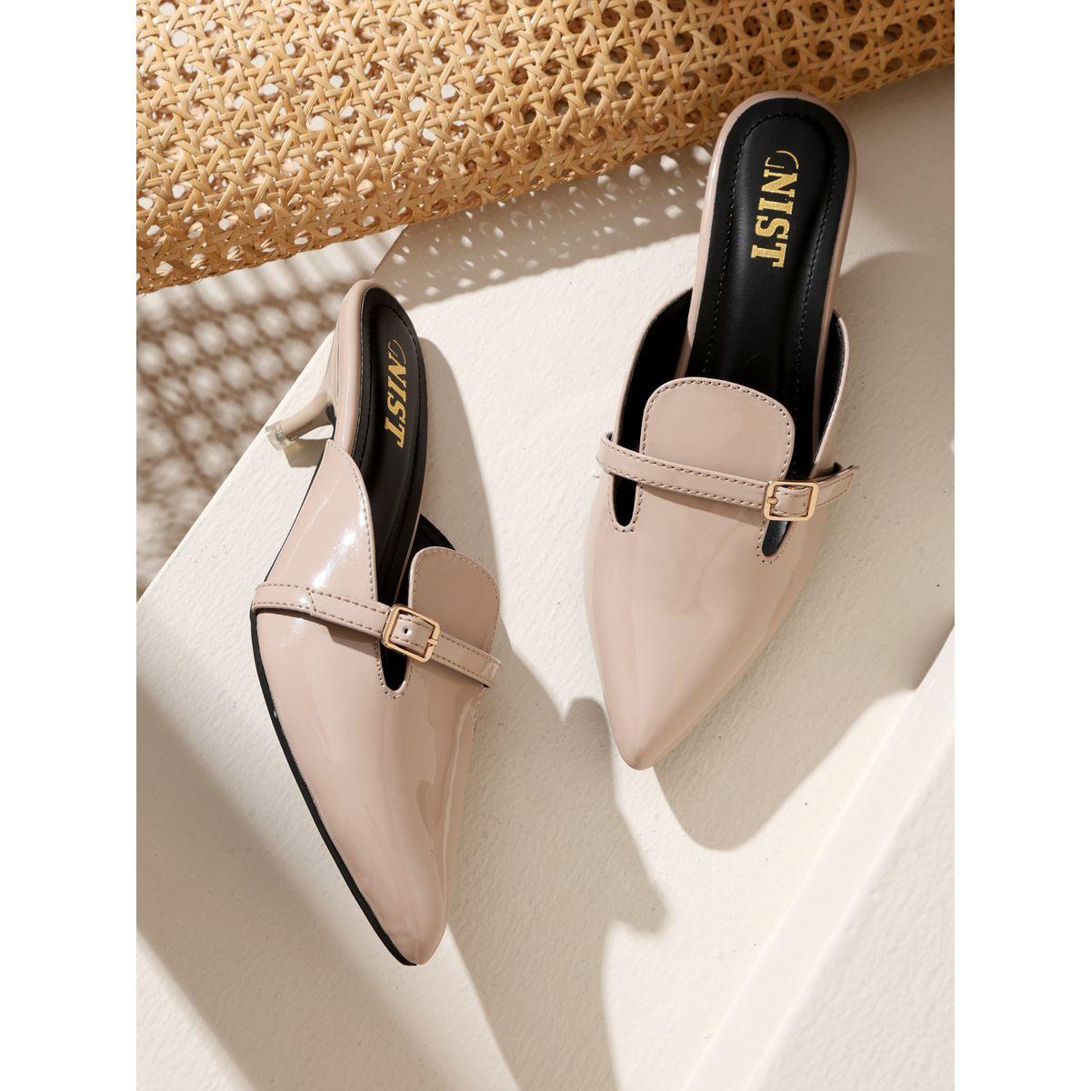GNIST Buckle Detail Pointed Toe Kitten Heel Mules-women-shoes-heels-image-1