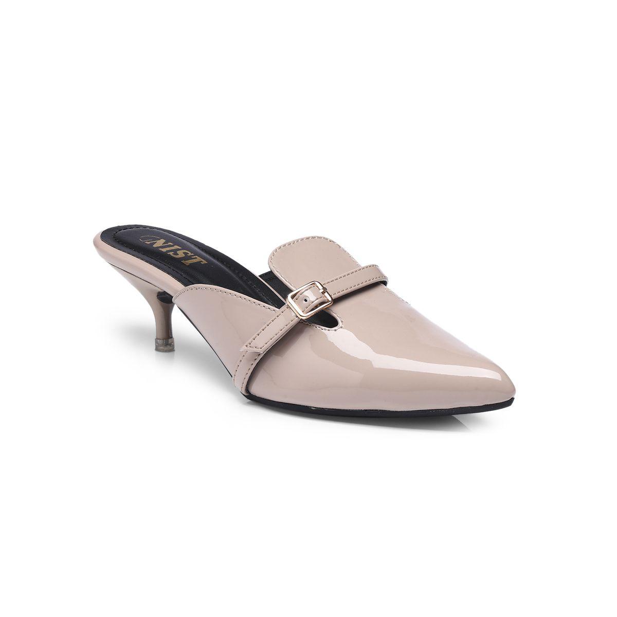 GNIST Buckle Detail Pointed Toe Kitten Heel Mules-women-shoes-heels-image-2