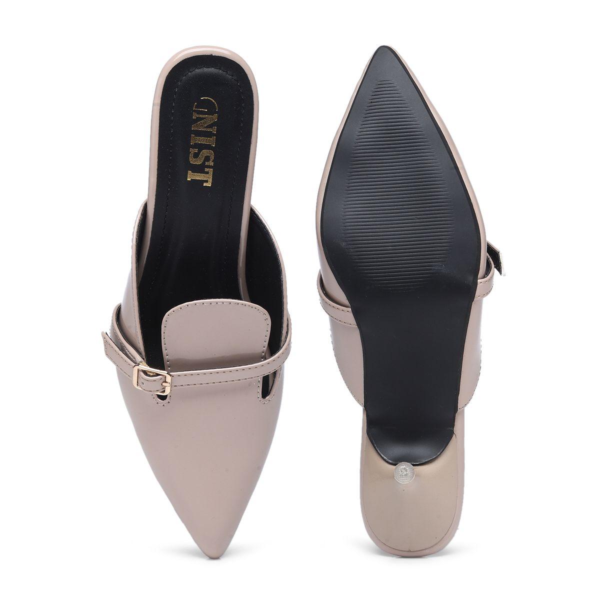 GNIST Buckle Detail Pointed Toe Kitten Heel Mules-women-shoes-heels-image-7