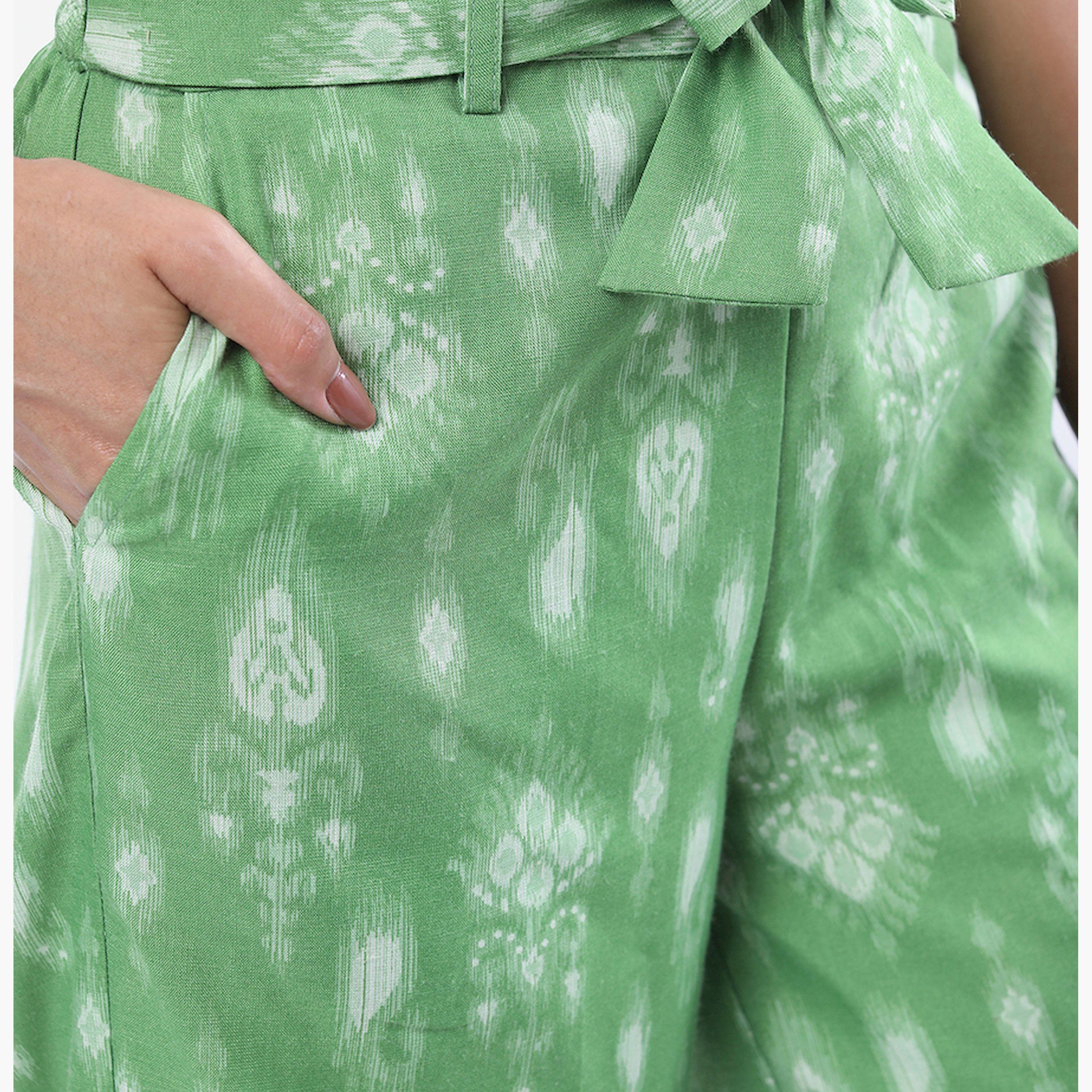 فيشود × ستايلي - بنطال بالازو نسائي بقصة مستقيمة ومطبوع بنقشة بيزلي-women-clothing-ethnicwear-kurtasets-image-5