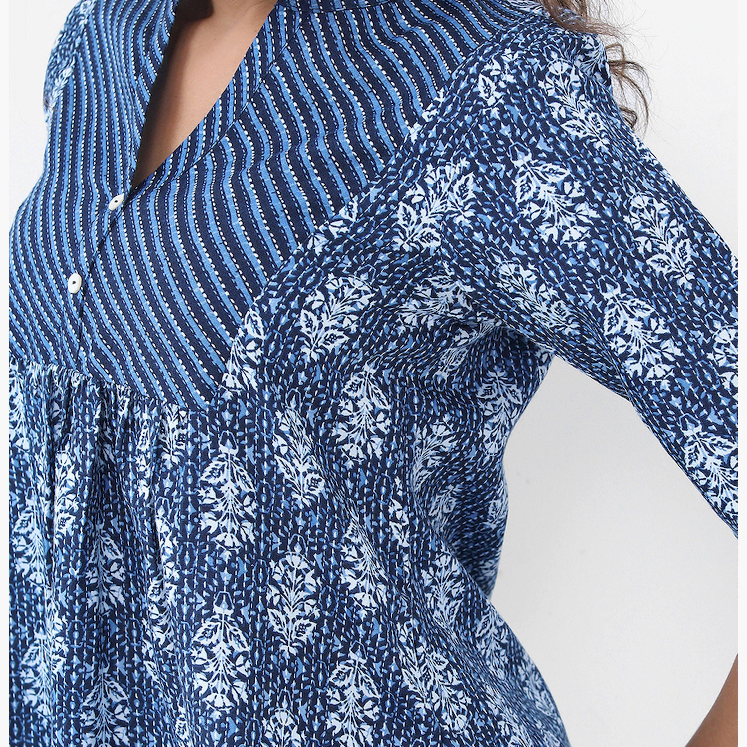 فيشود × ستايلي - بلوزة بطبعة زهور وياقة ماندرين وقصّة A-women-clothing-shirtsandblouses-blouses-image-5