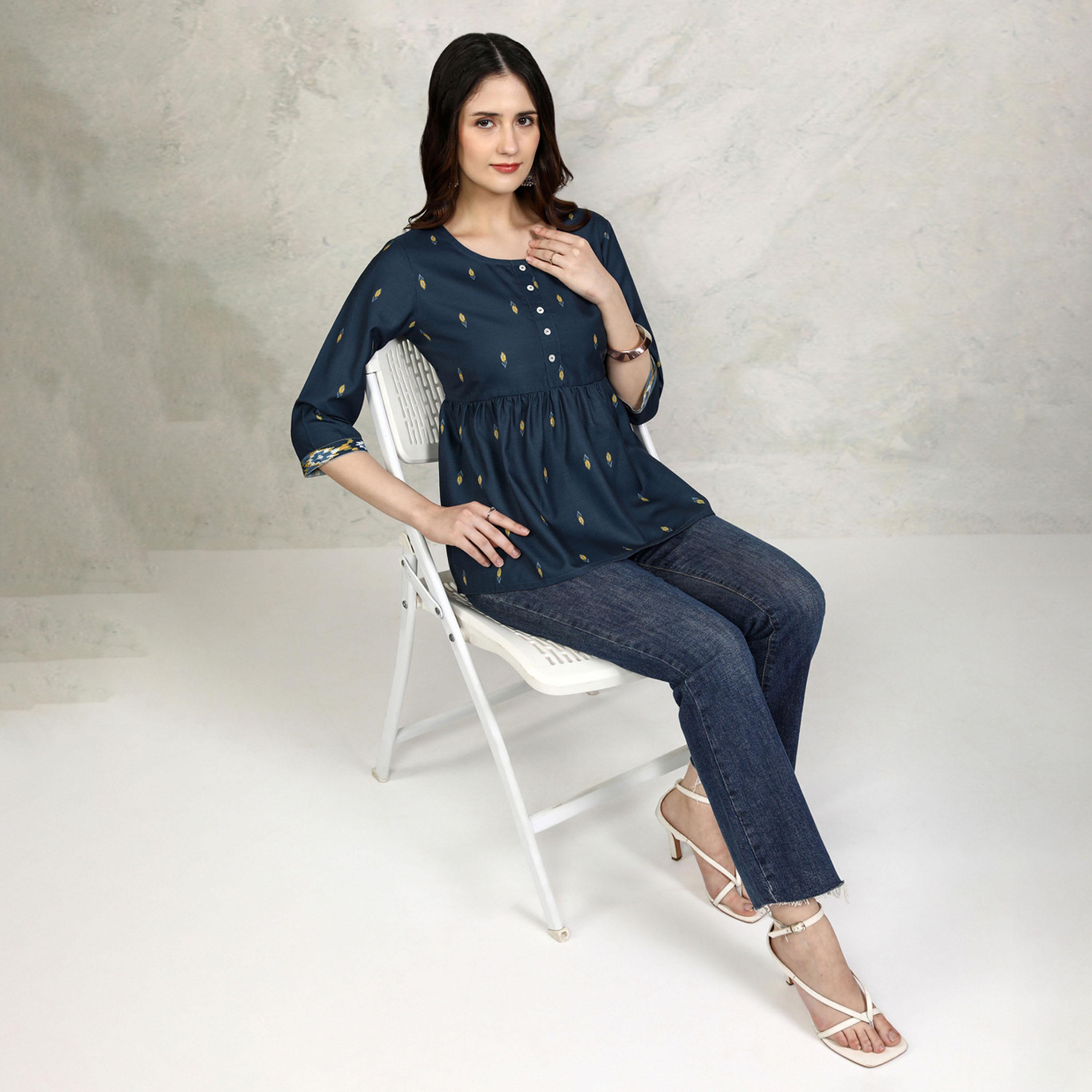 Vishudh X Styli Women Ethnic Motifs Printed Ethnic Empire Top-women-clothing-ethnicwear-kurtas-image-2
