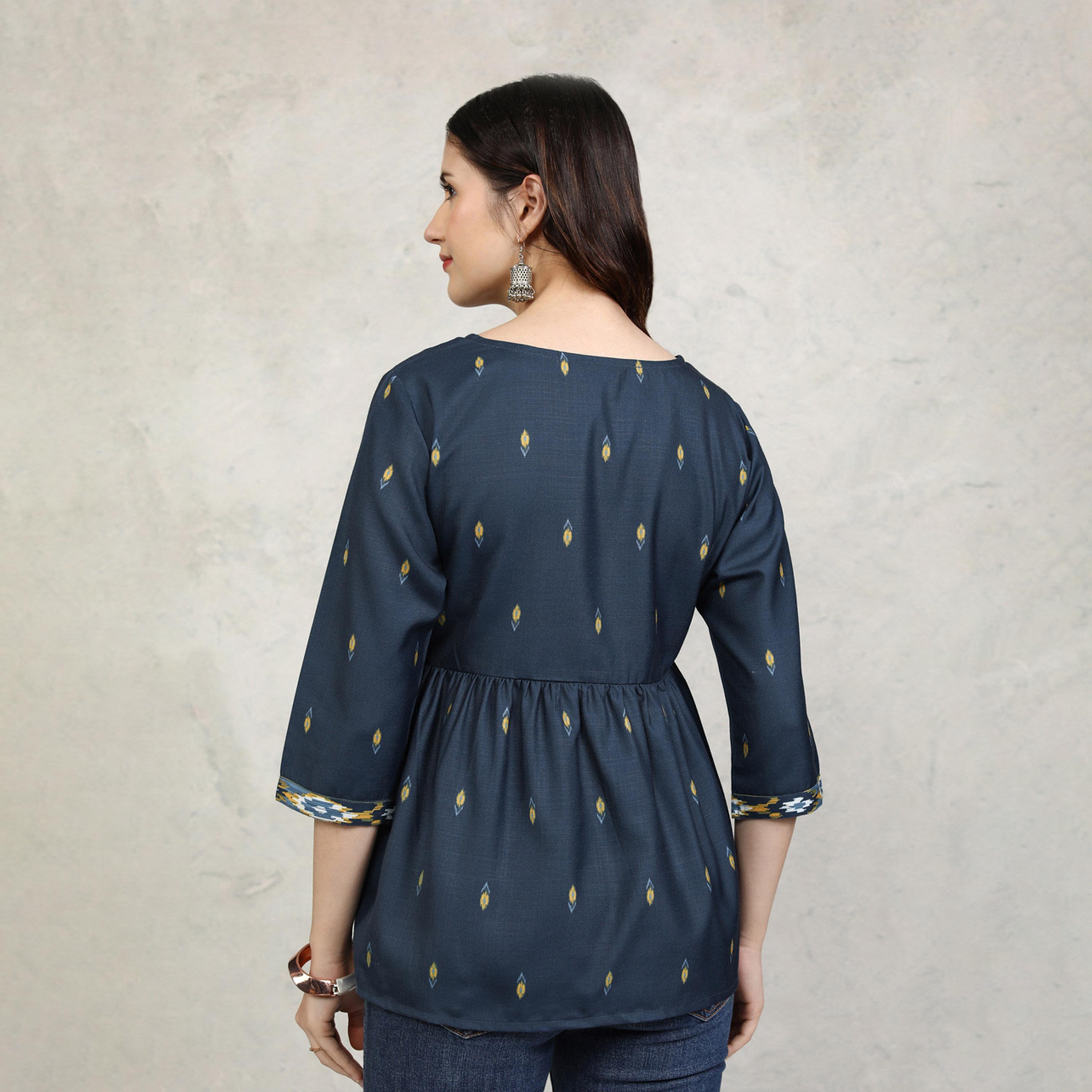Vishudh X Styli Women Ethnic Motifs Printed Ethnic Empire Top-women-clothing-ethnicwear-kurtas-image-3