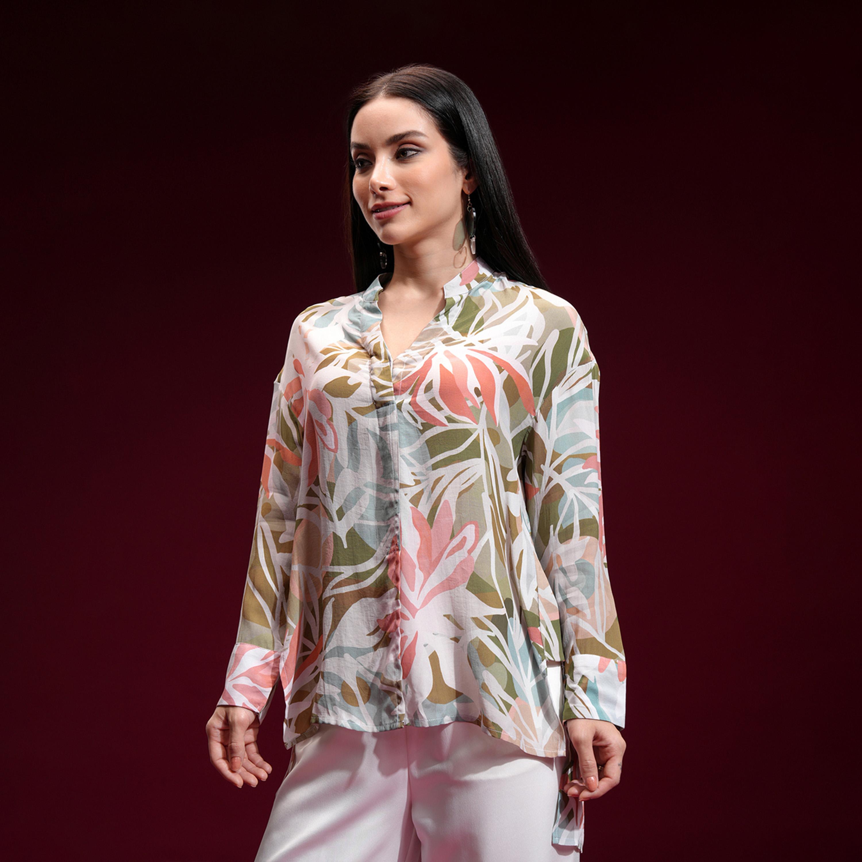 Vishudh X Styli Women Mandarin Collar Floral Printed Casual Shirt-women-clothing-shirtsandblouses-shirts-image-4