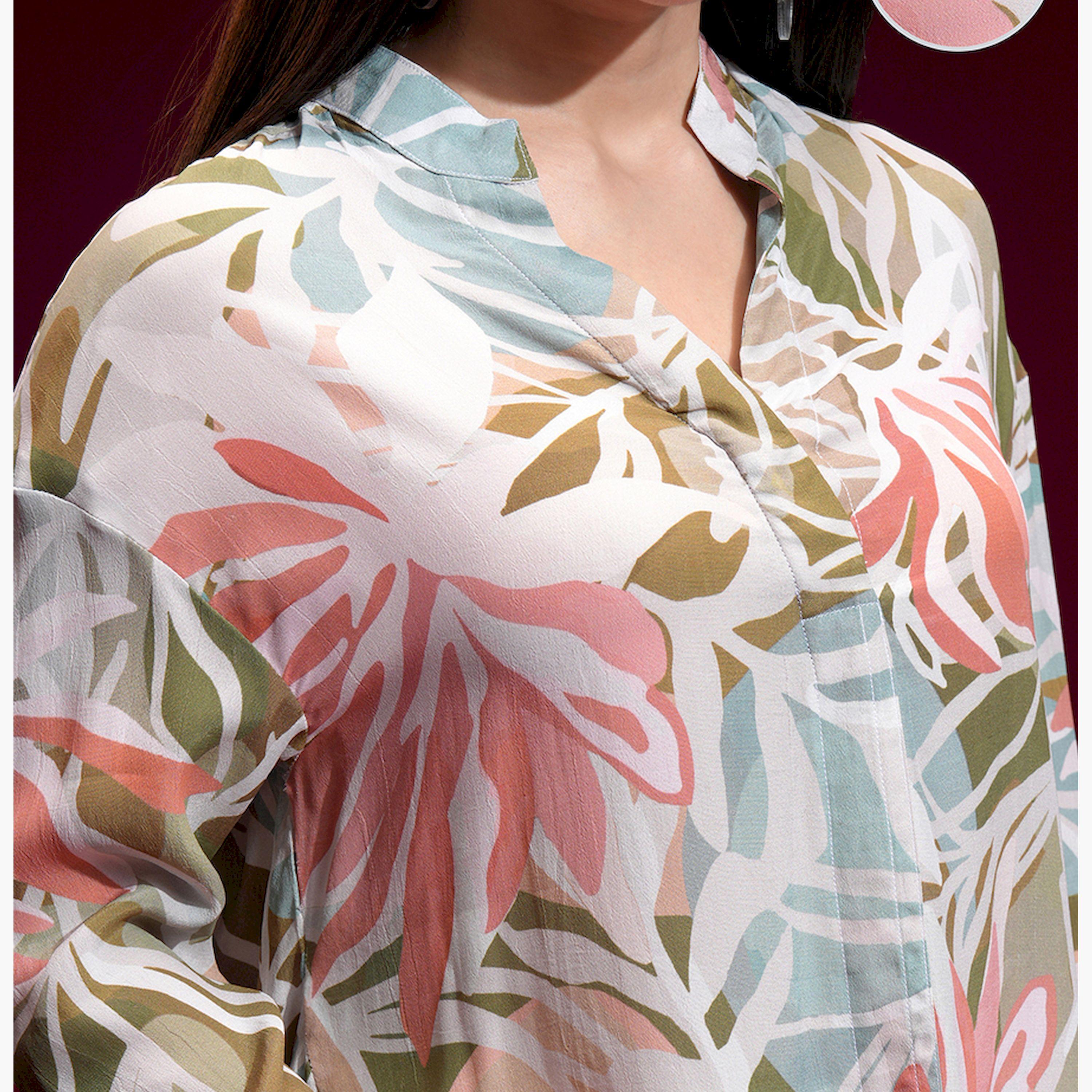 Vishudh X Styli Women Mandarin Collar Floral Printed Casual Shirt-women-clothing-shirtsandblouses-shirts-image-5