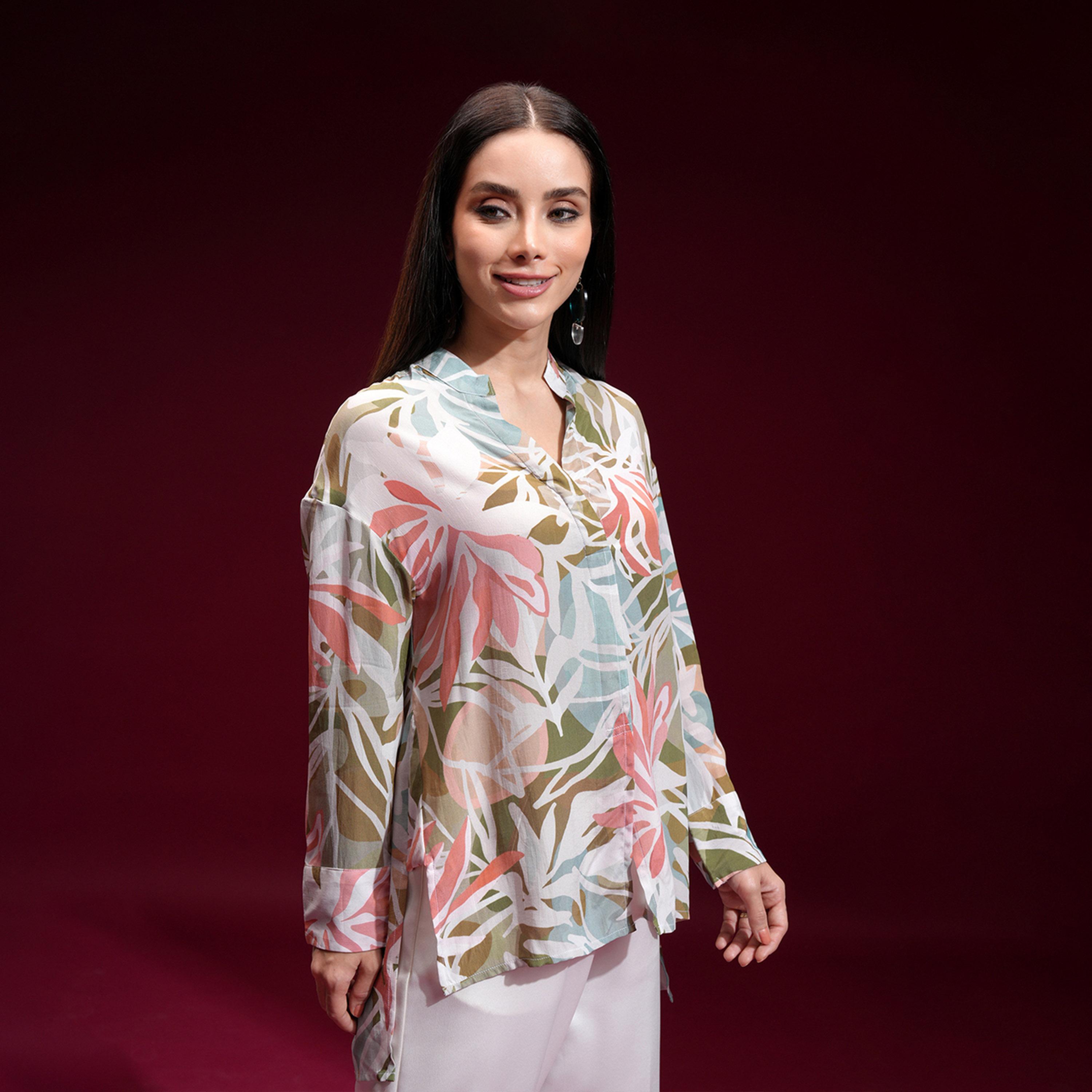 Vishudh X Styli Women Mandarin Collar Floral Printed Casual Shirt-women-clothing-shirtsandblouses-shirts-image-6