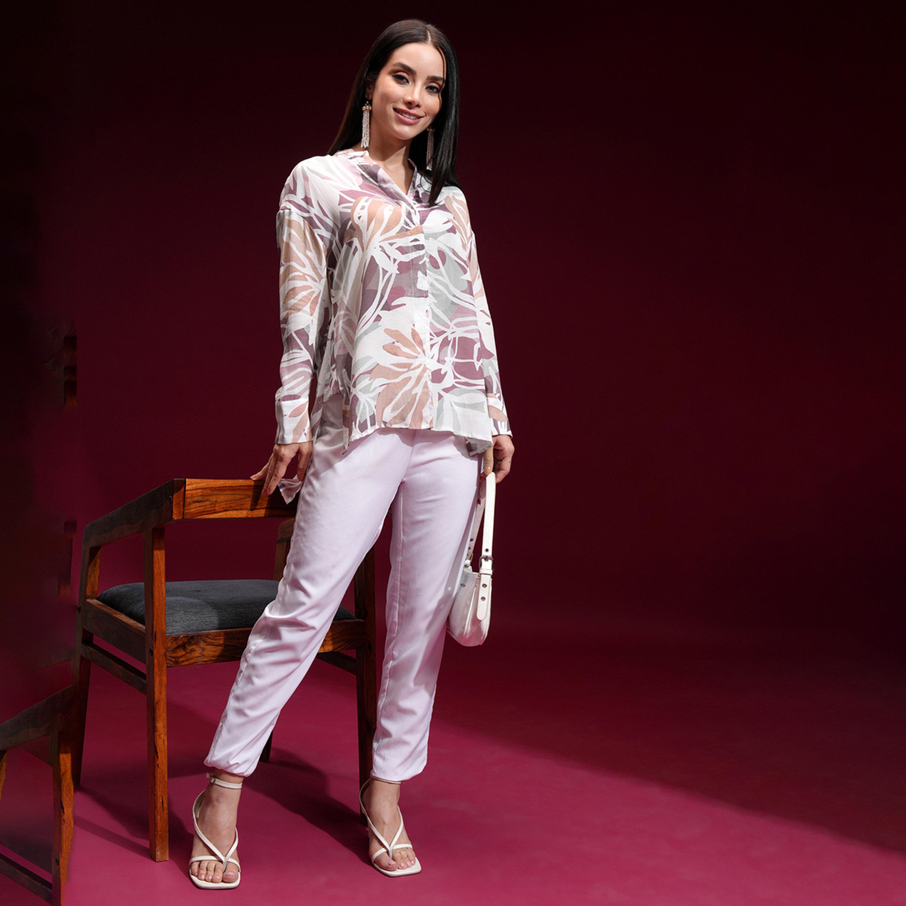 Vishudh X Styli Women Mandarin Collar Floral Printed Casual Shirt-women-clothing-shirtsandblouses-shirts-image-2