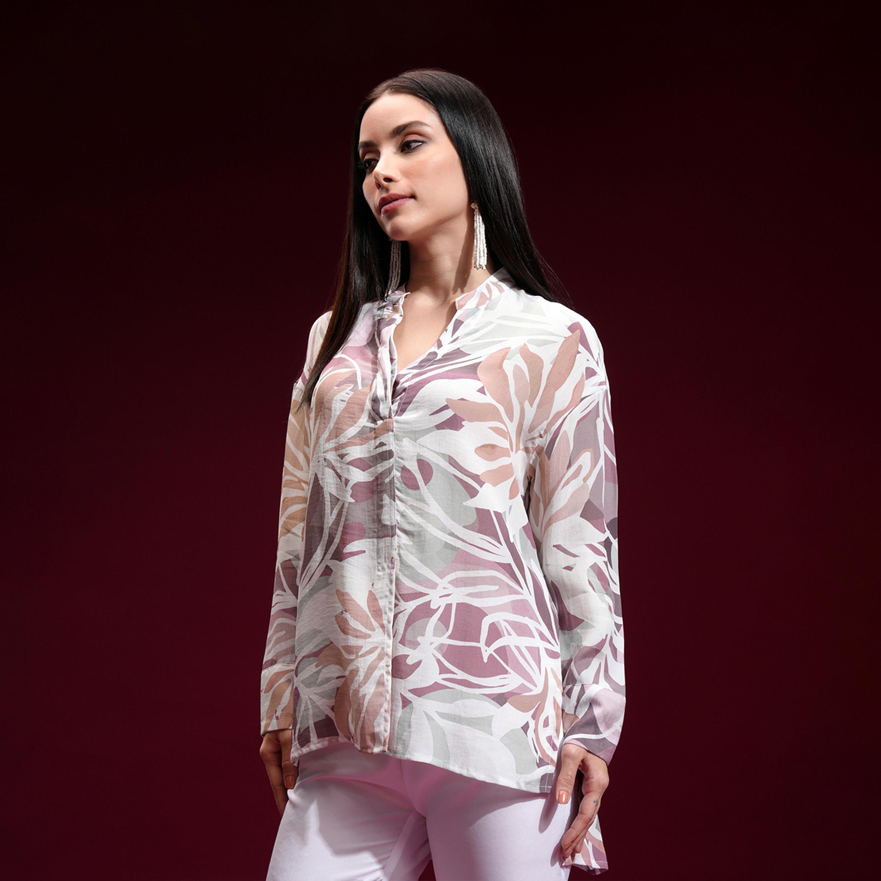 Vishudh X Styli Women Mandarin Collar Floral Printed Casual Shirt-women-clothing-shirtsandblouses-shirts-image-4