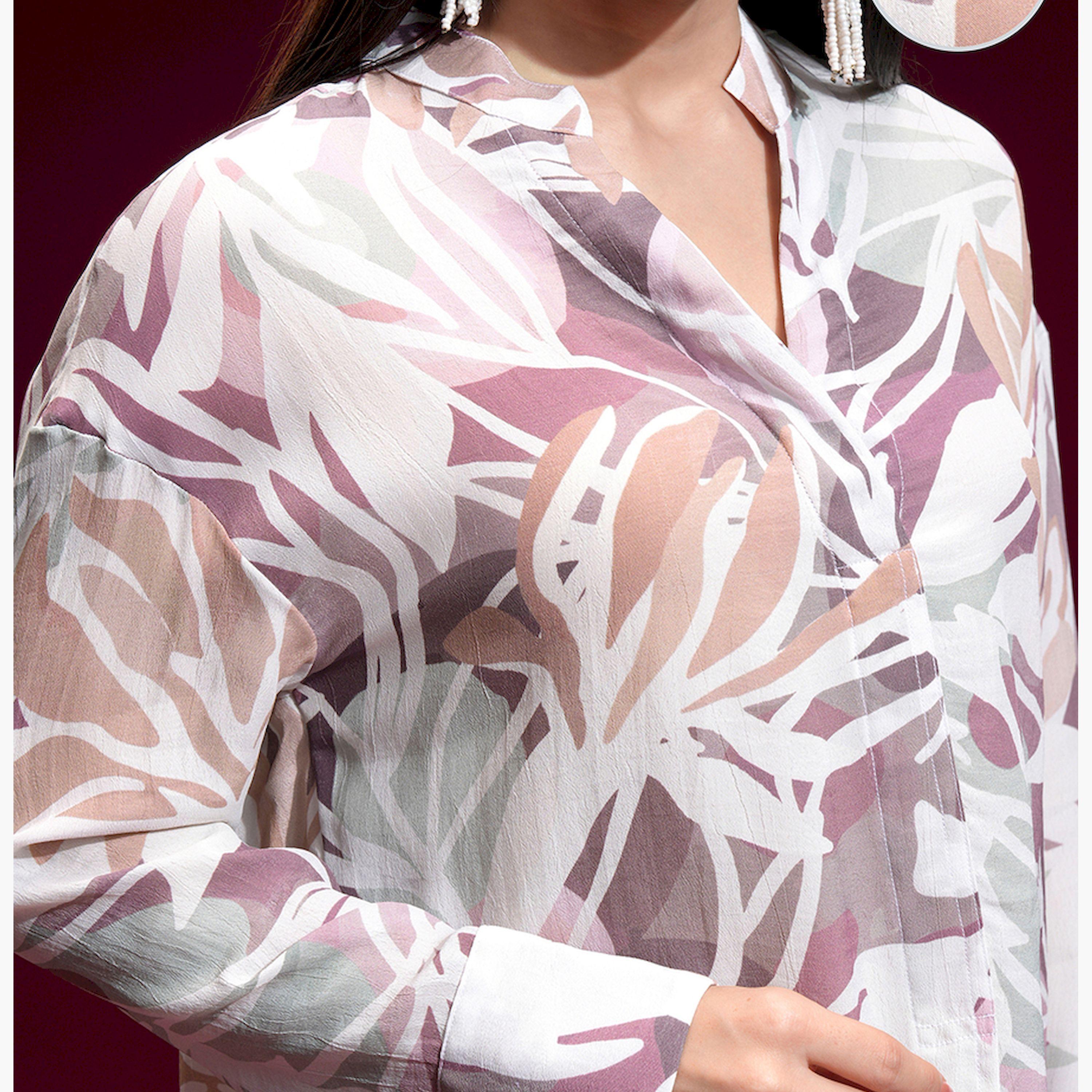 Vishudh X Styli Women Mandarin Collar Floral Printed Casual Shirt-women-clothing-shirtsandblouses-shirts-image-5