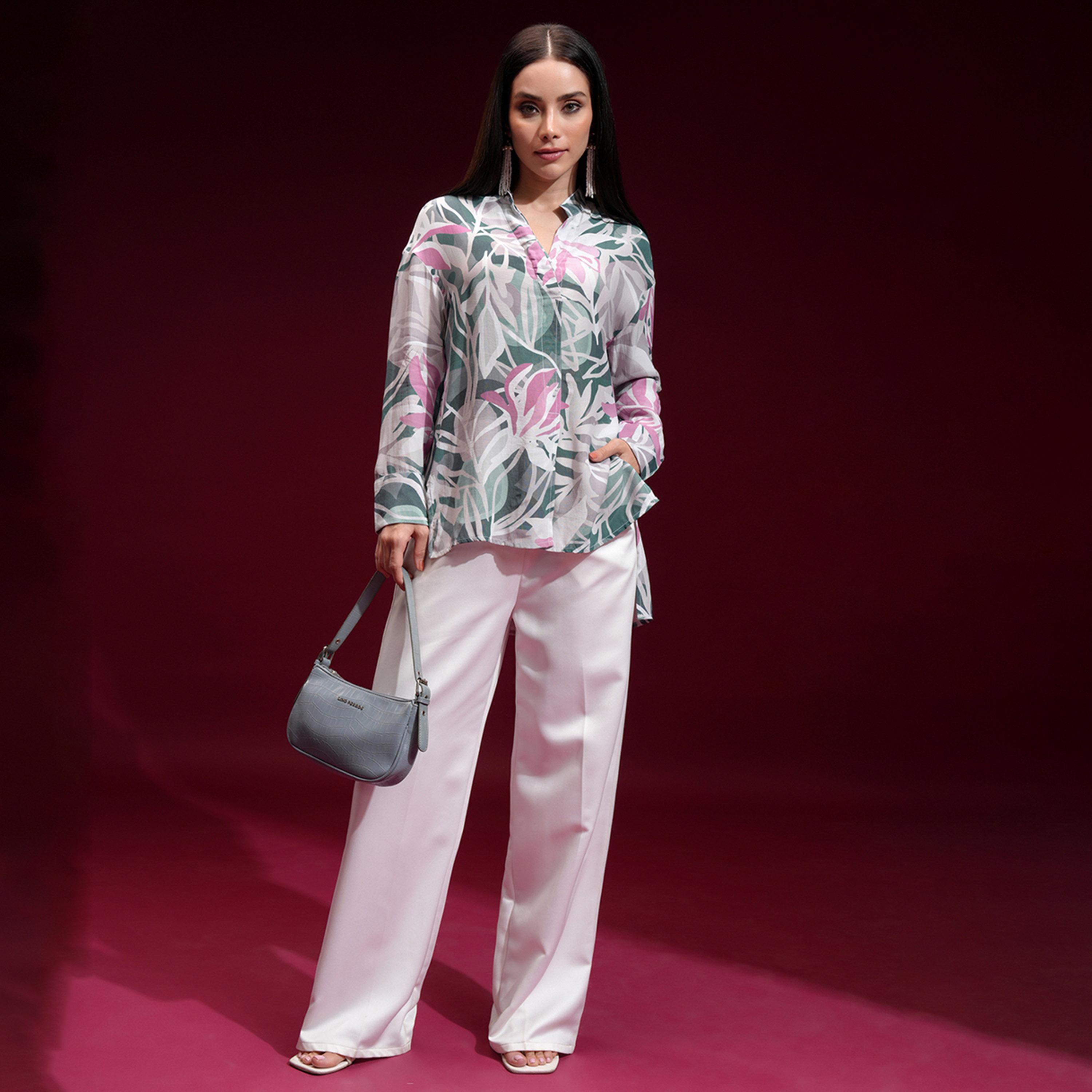 فيشود × ستايلي - قميص نسائي كاجوال بياقة ماندرين وطبعة زهور-women-clothing-shirtsandblouses-shirts-image-2