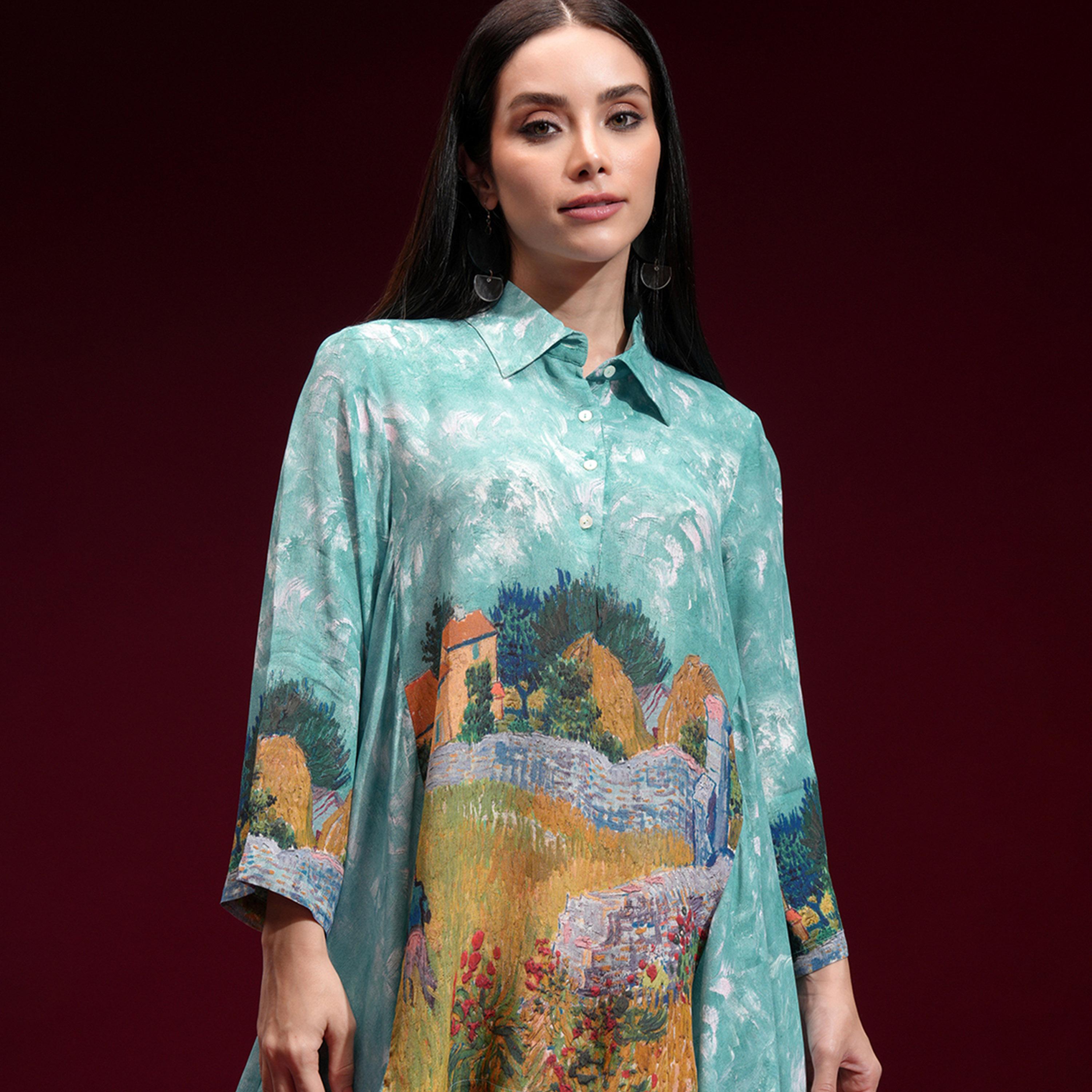 Vishudh X Styli Graphic Printed Shirt Style Top-women-clothing-shirtsandblouses-shirts-image-2