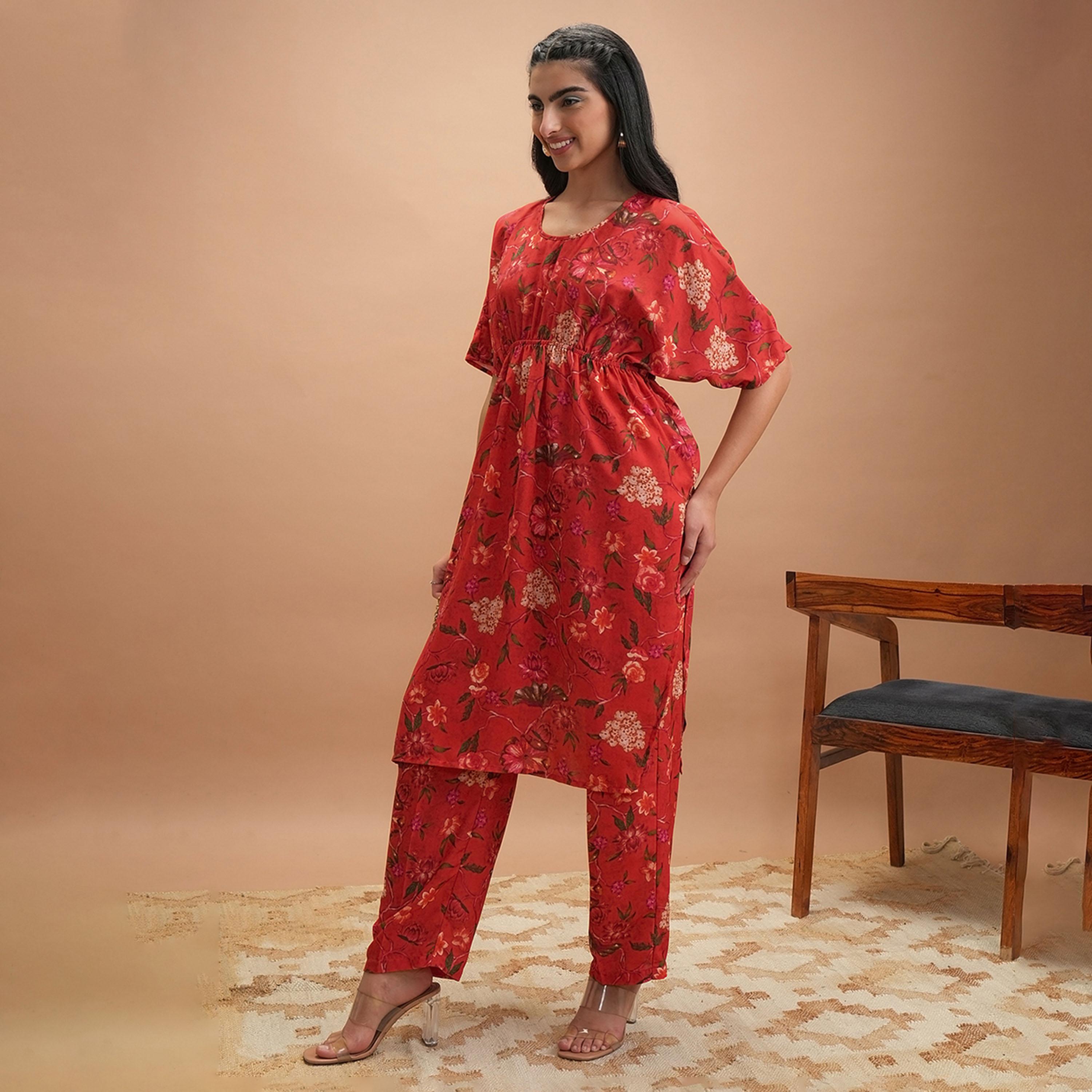 Vishudh X Styli Printed Round Neck Kaftan With Pants Co-Ords-women-clothing-coordsets-image-2