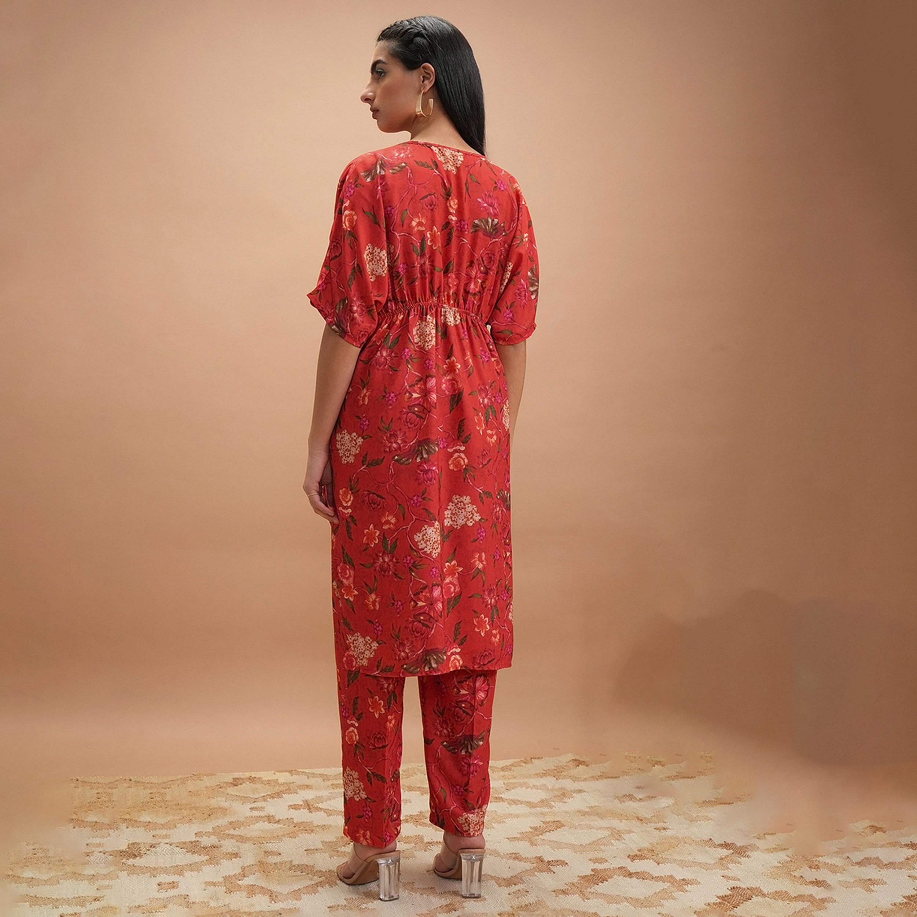 Vishudh X Styli Printed Round Neck Kaftan With Pants Co-Ords-women-clothing-coordsets-image-3