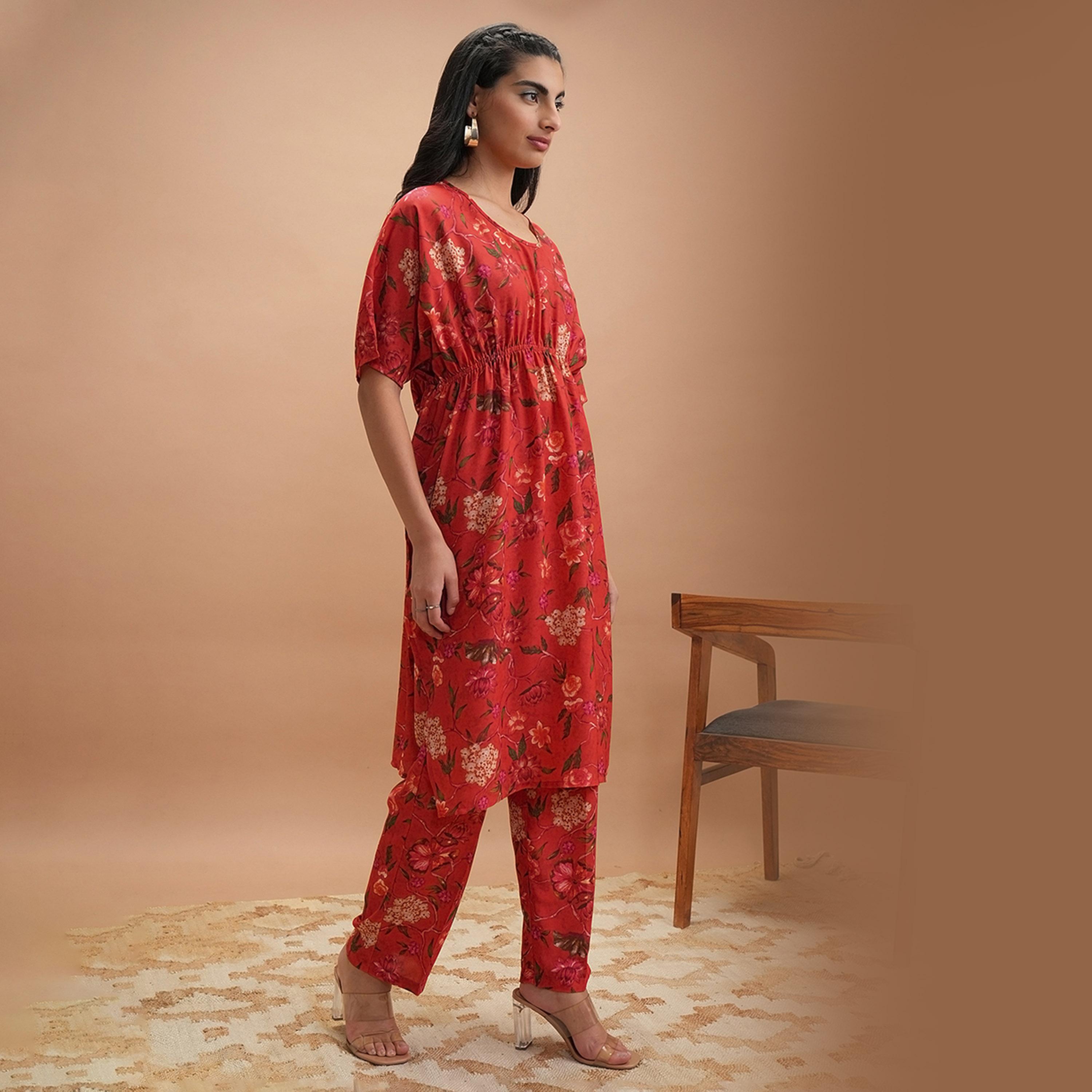 Vishudh X Styli Printed Round Neck Kaftan With Pants Co-Ords-women-clothing-coordsets-image-4