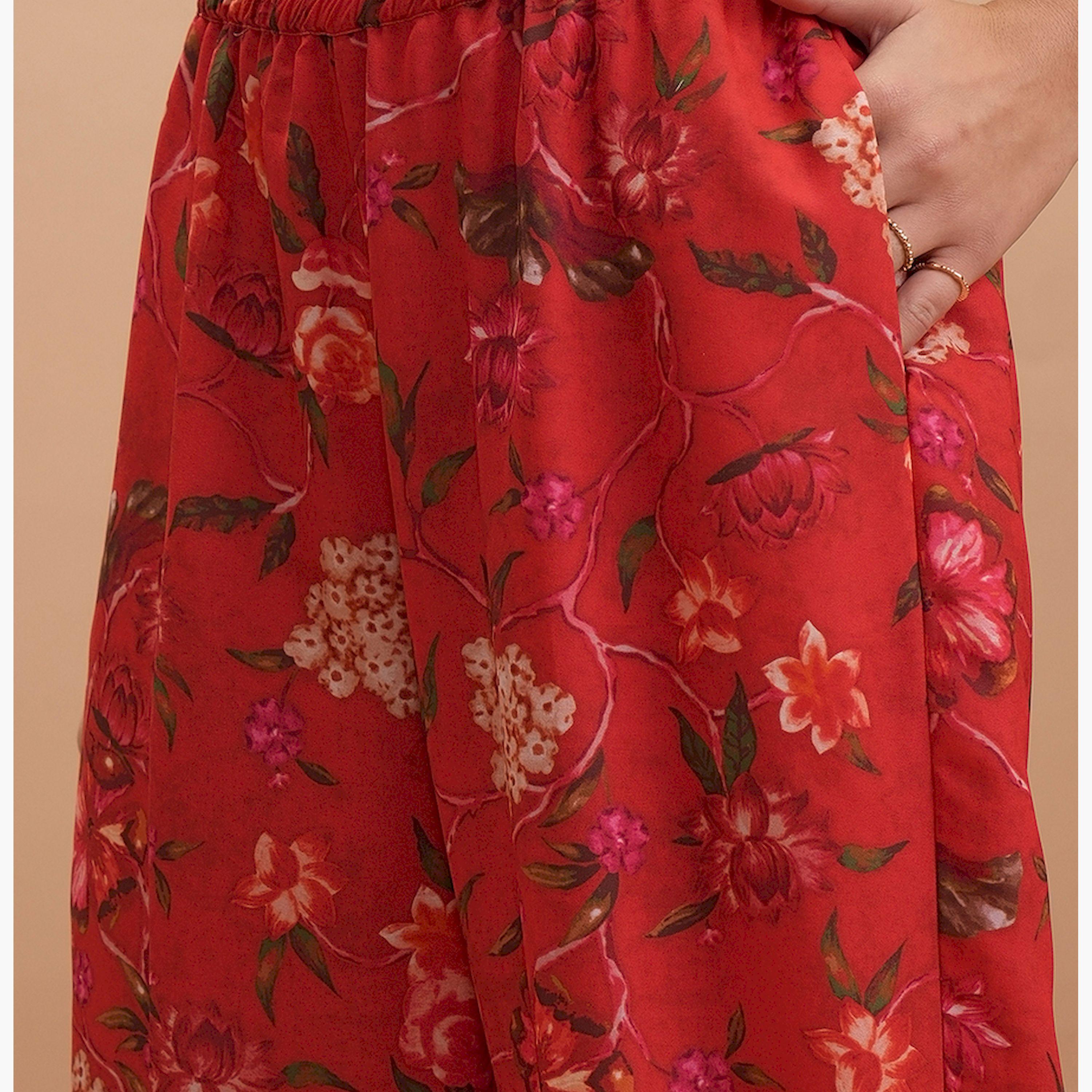 Vishudh X Styli Printed Round Neck Kaftan With Pants Co-Ords-women-clothing-coordsets-image-6
