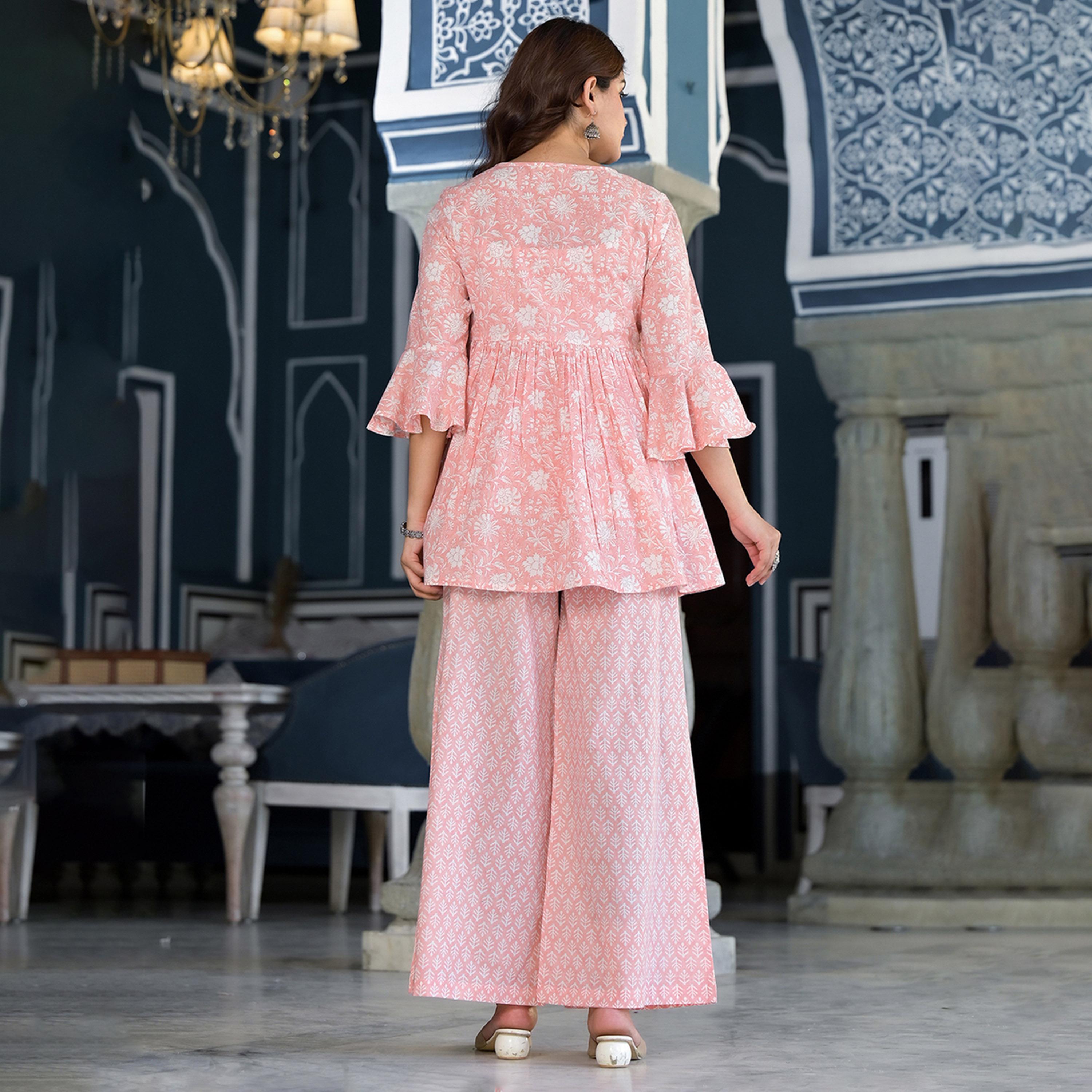 Vishudh X Styli Floral Printed Pure Cotton Ethnic Jacket With Trousers And Inner-women-clothing-coordsets-image-3