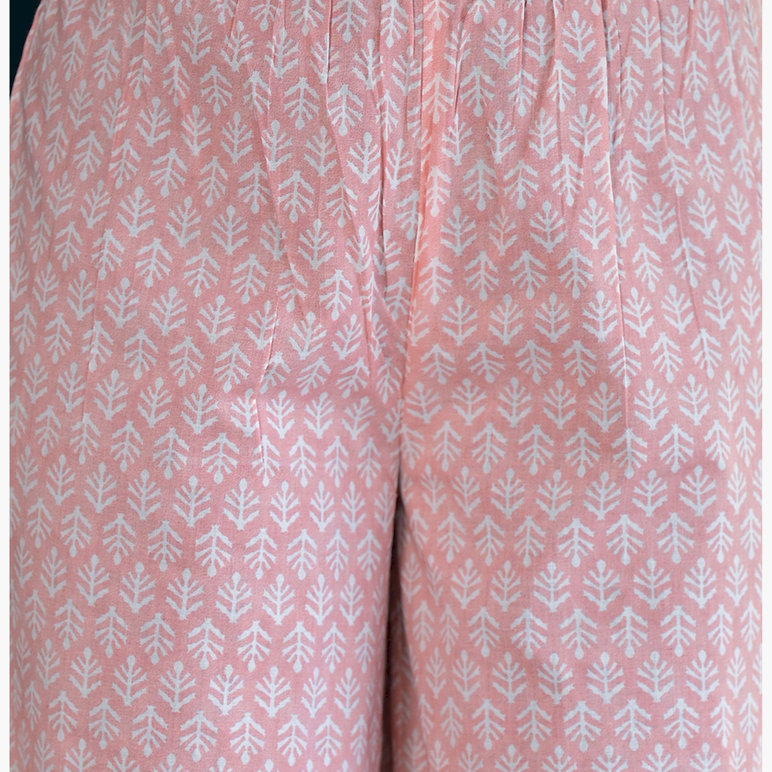 Vishudh X Styli Floral Printed Pure Cotton Ethnic Jacket With Trousers And Inner-women-clothing-coordsets-image-7